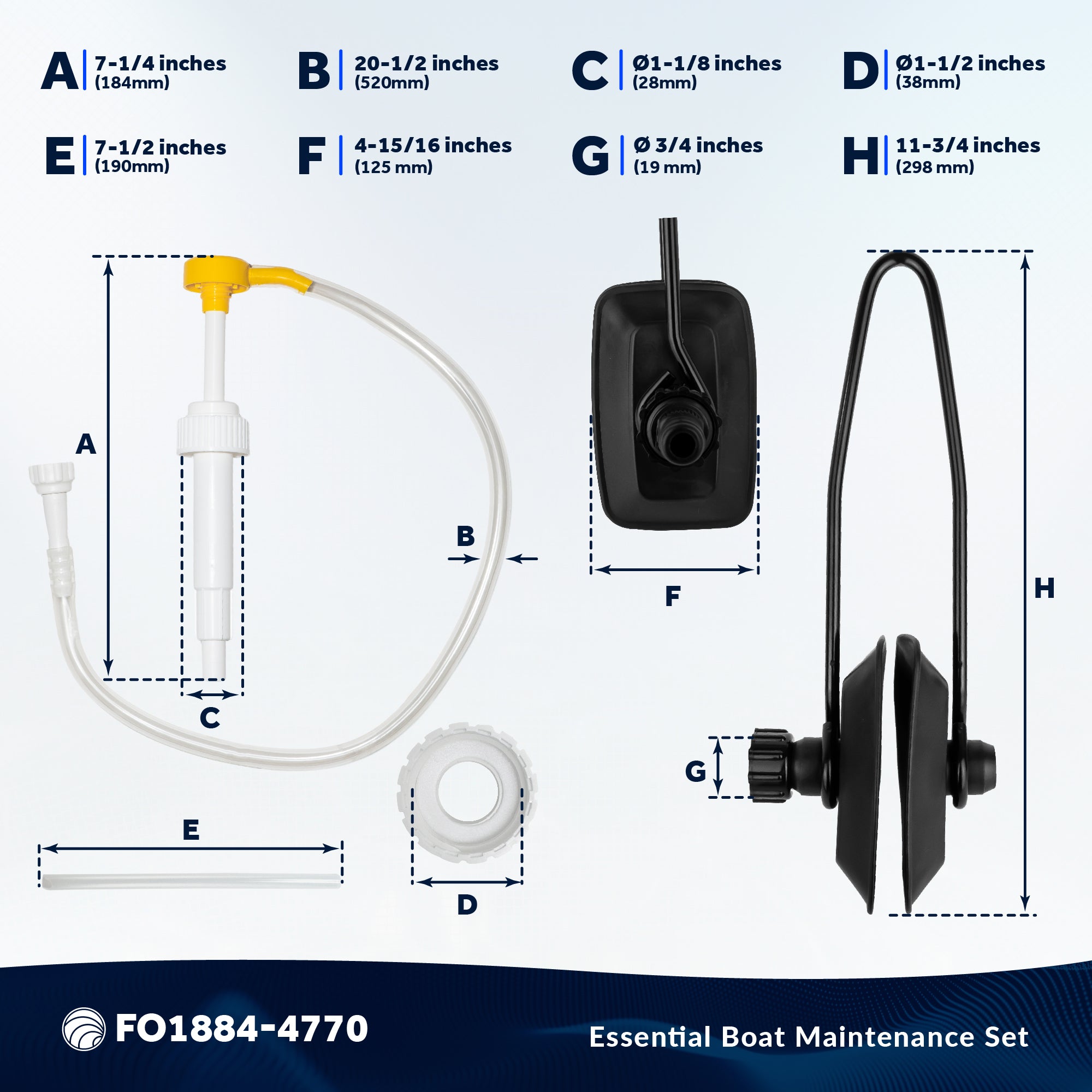 Universal Outboard Motor Flusher Rectangular Muffs & Gear Oil Pump Set - FO1884-4770 - Five Oceans