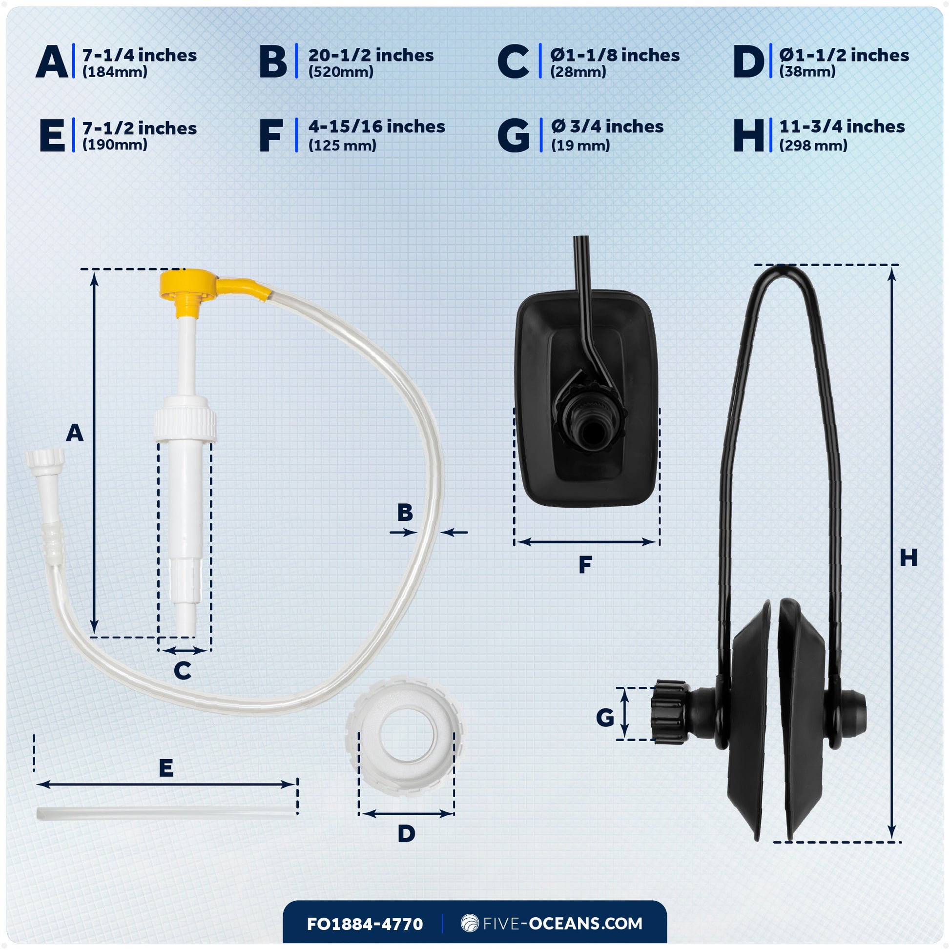 Universal Outboard Motor Flusher Rectangular Muffs & Gear Oil Pump Set - FO1884-4770 - Five Oceans
