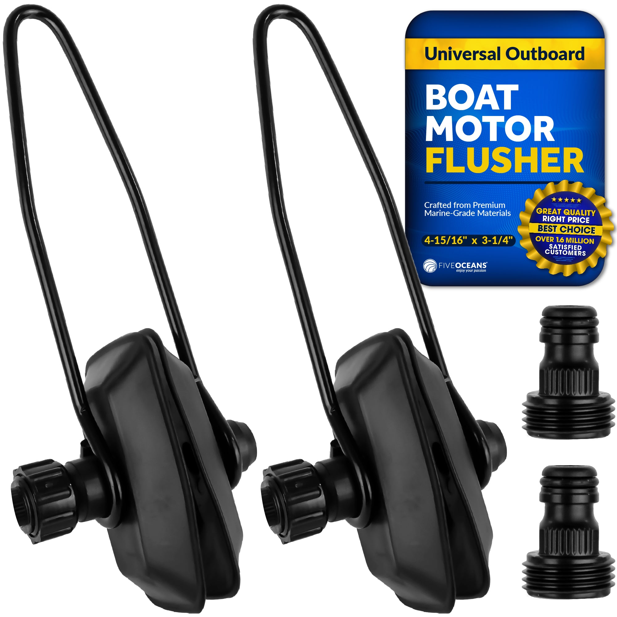 Universal Outboard Motor Flusher, Rectangular Muffs - 2-Pack - FO1884-M2 - Five Oceans