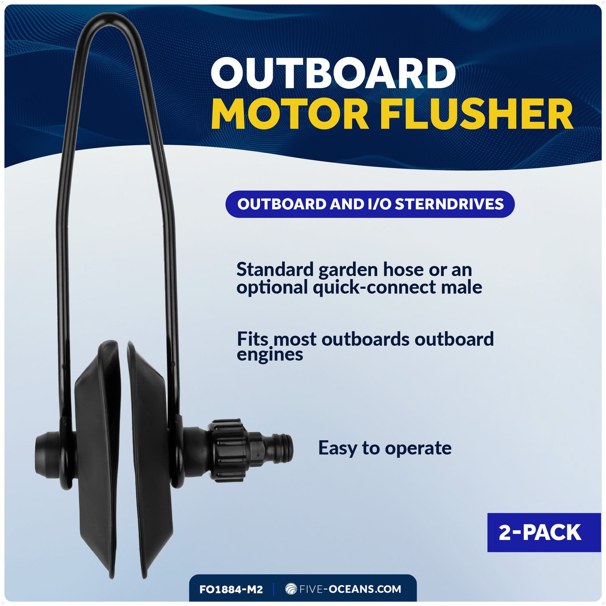 Universal Outboard Motor Flusher, Rectangular Muffs - 2-Pack - FO1884-M2 - Five Oceans