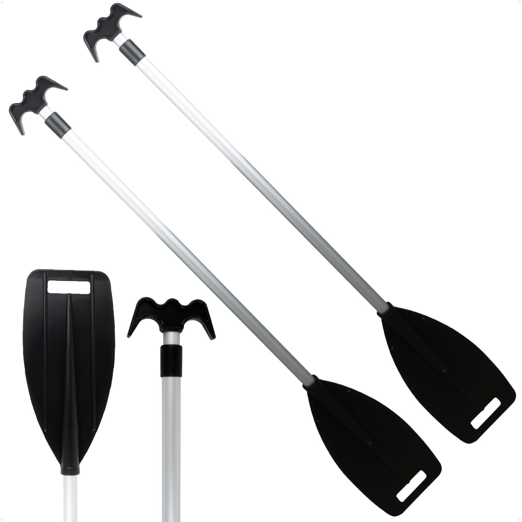 Telescoping Paddle & Boat Hook 45" - 72", Black, Aluminum, 2-Pack - FO1885-M2 - Five Oceans