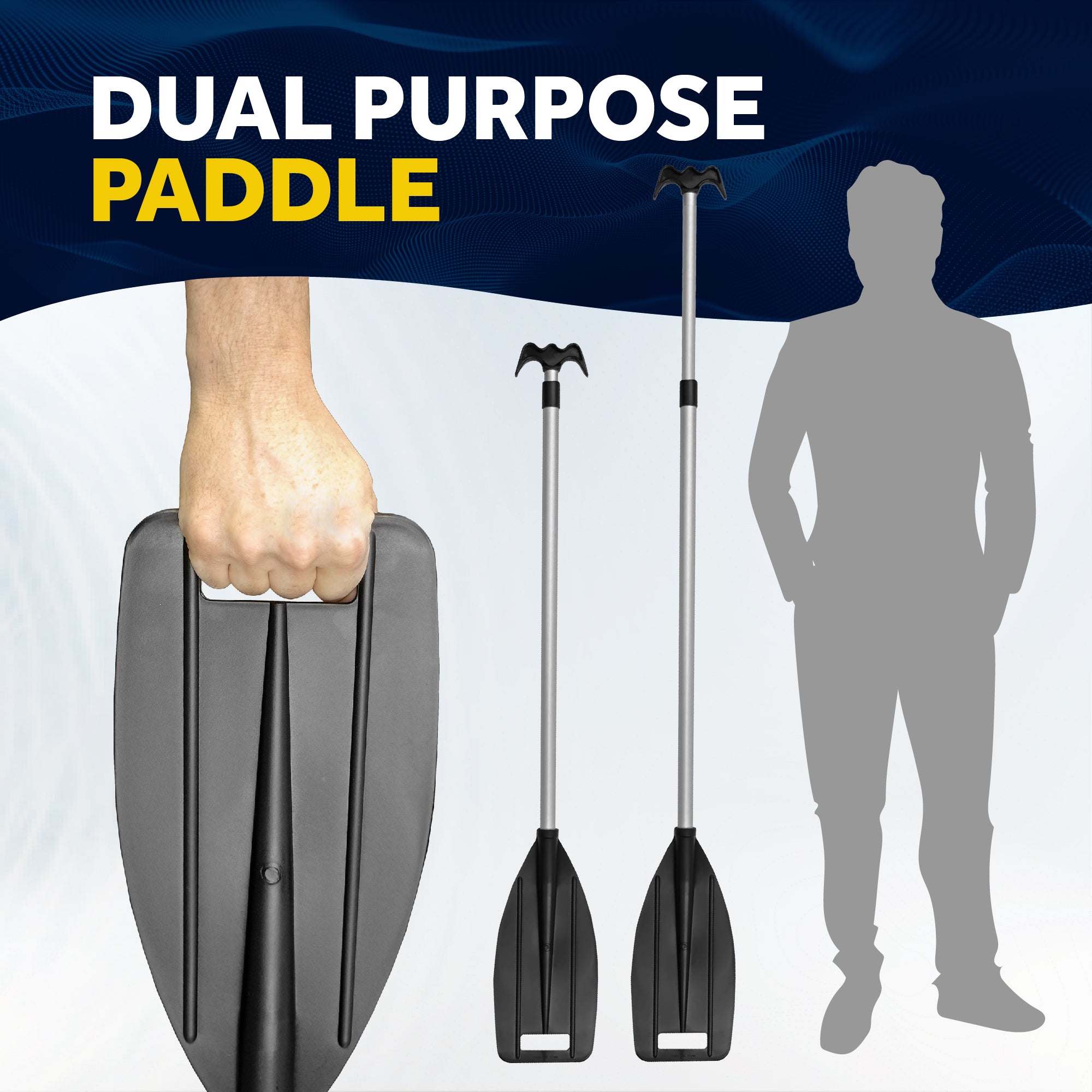 Telescoping Canoe Paddle and Boat Hook, Extend from 45" to 72" - 2-Pack - FO1885-M2 - Five Oceans