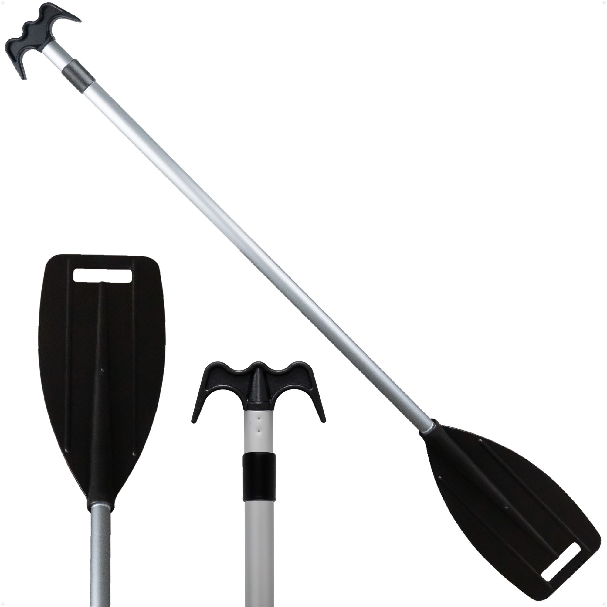 Telescoping Paddle & Boat Hook 45" - 72", Black, Aluminum - FO1885 - Five Oceans