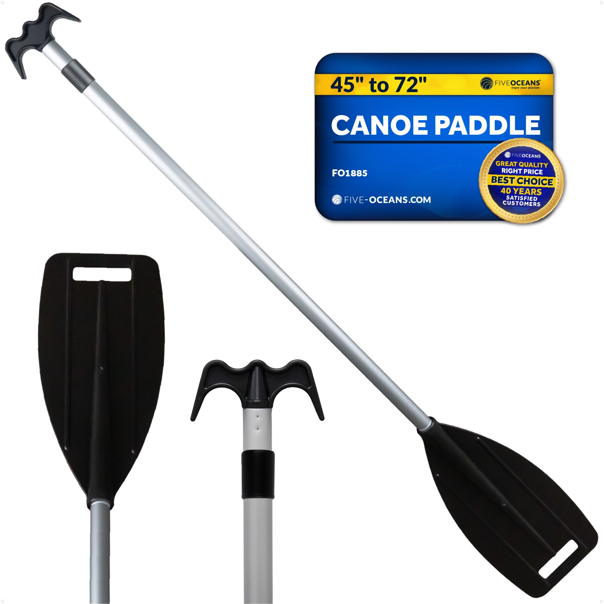 Telescoping Canoe Paddle and Boat Hook, Extend from 45" to 72" - FO1885