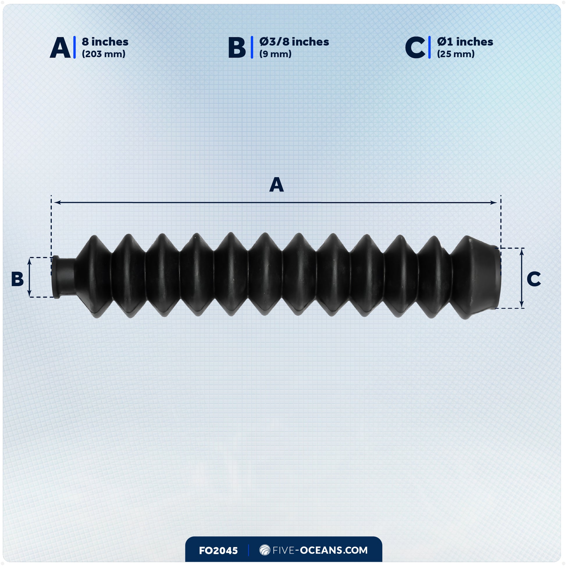Steering Cable Boot, 8" - FO2045 - Five Oceans