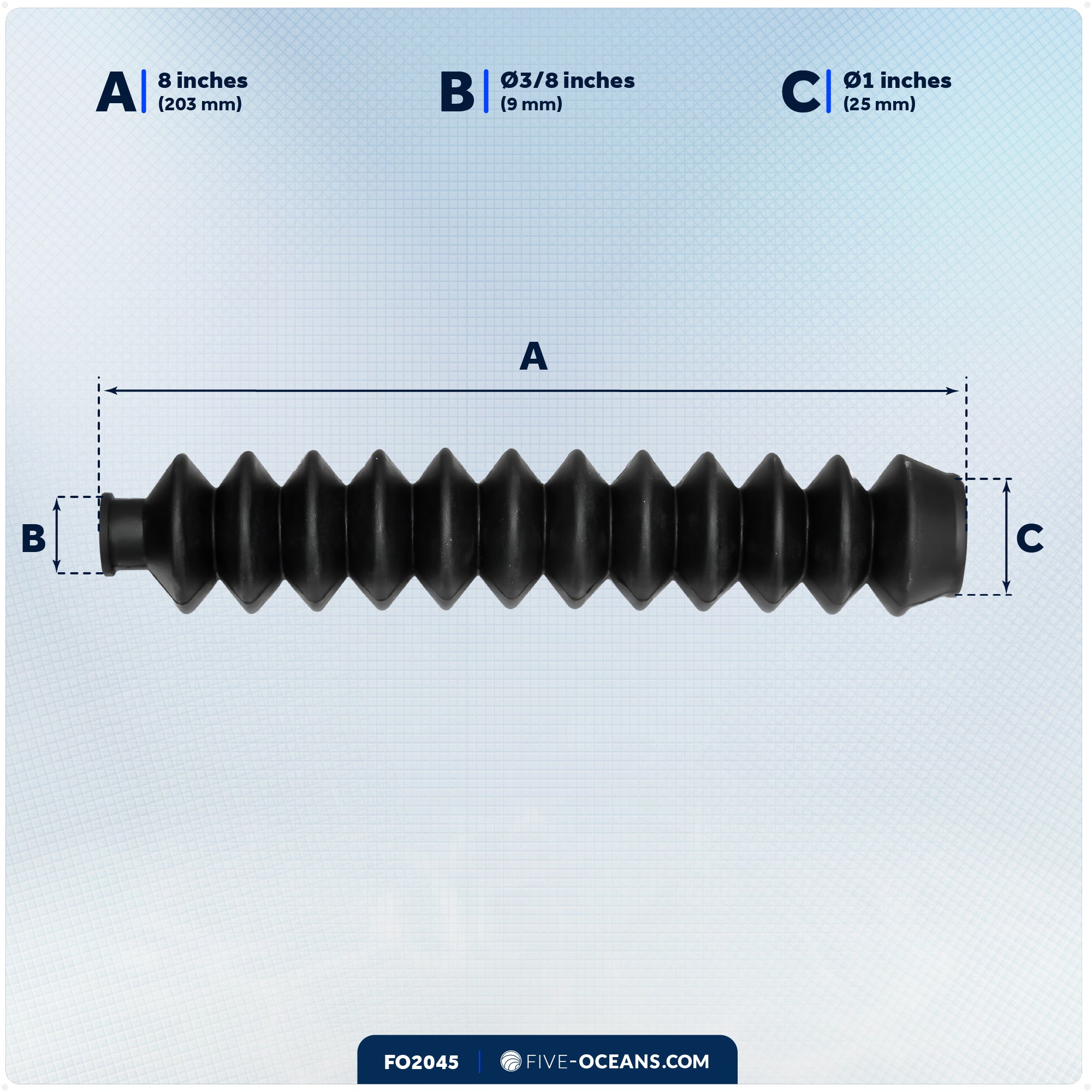 Steering Cable Boot, 8" - FO2045 - Five Oceans