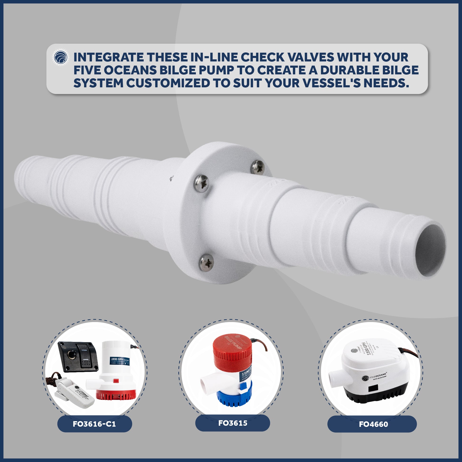 1" - 1-1/4" - 1-1/2" Check Valve, In-Line One-Way Stepped Connection - 2-Pack - FO2056-M2 - Five Oceans