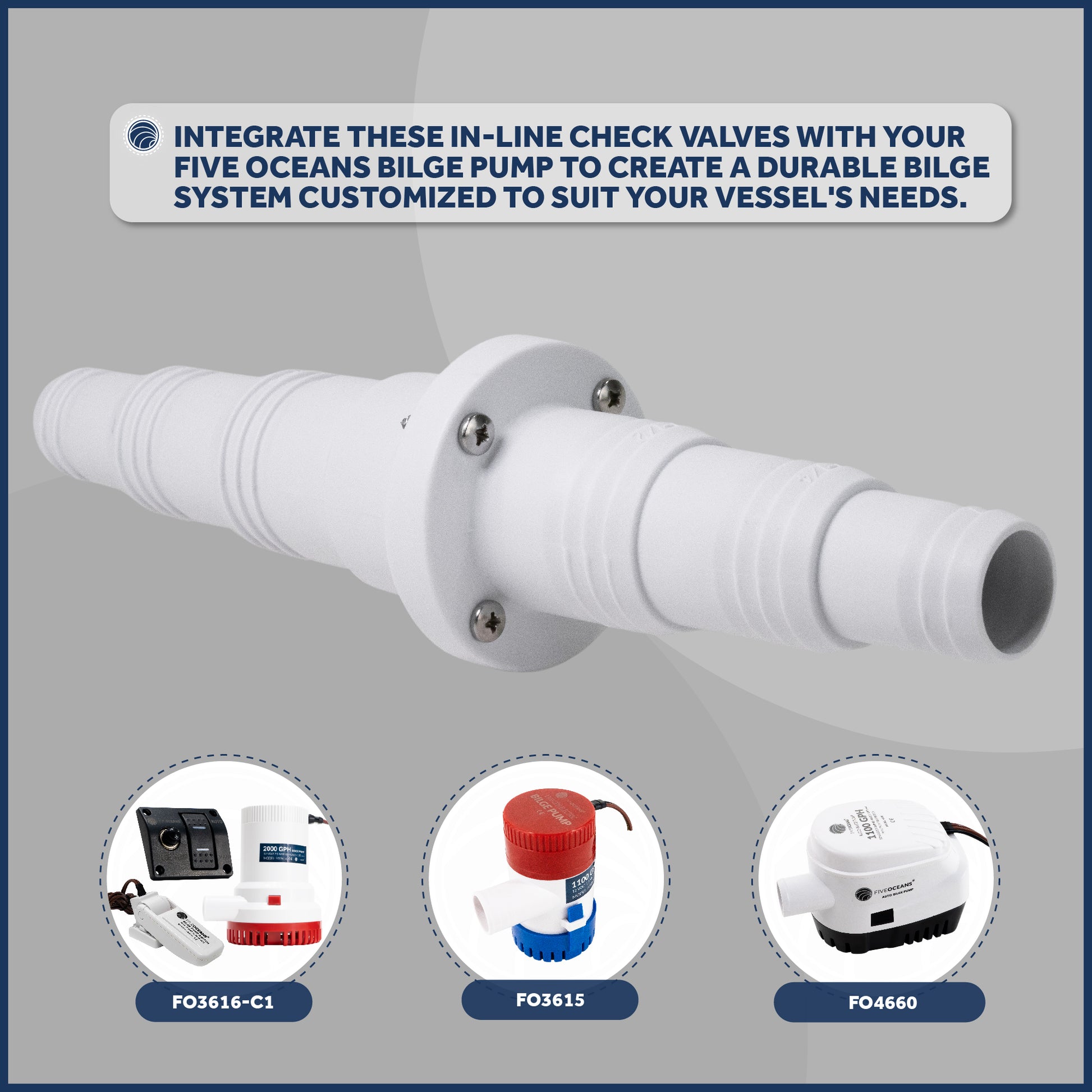 1" - 1-1/4" - 1-1/2" Check Valve, In-Line One-Way Stepped Connection - FO2056 - Five Oceans