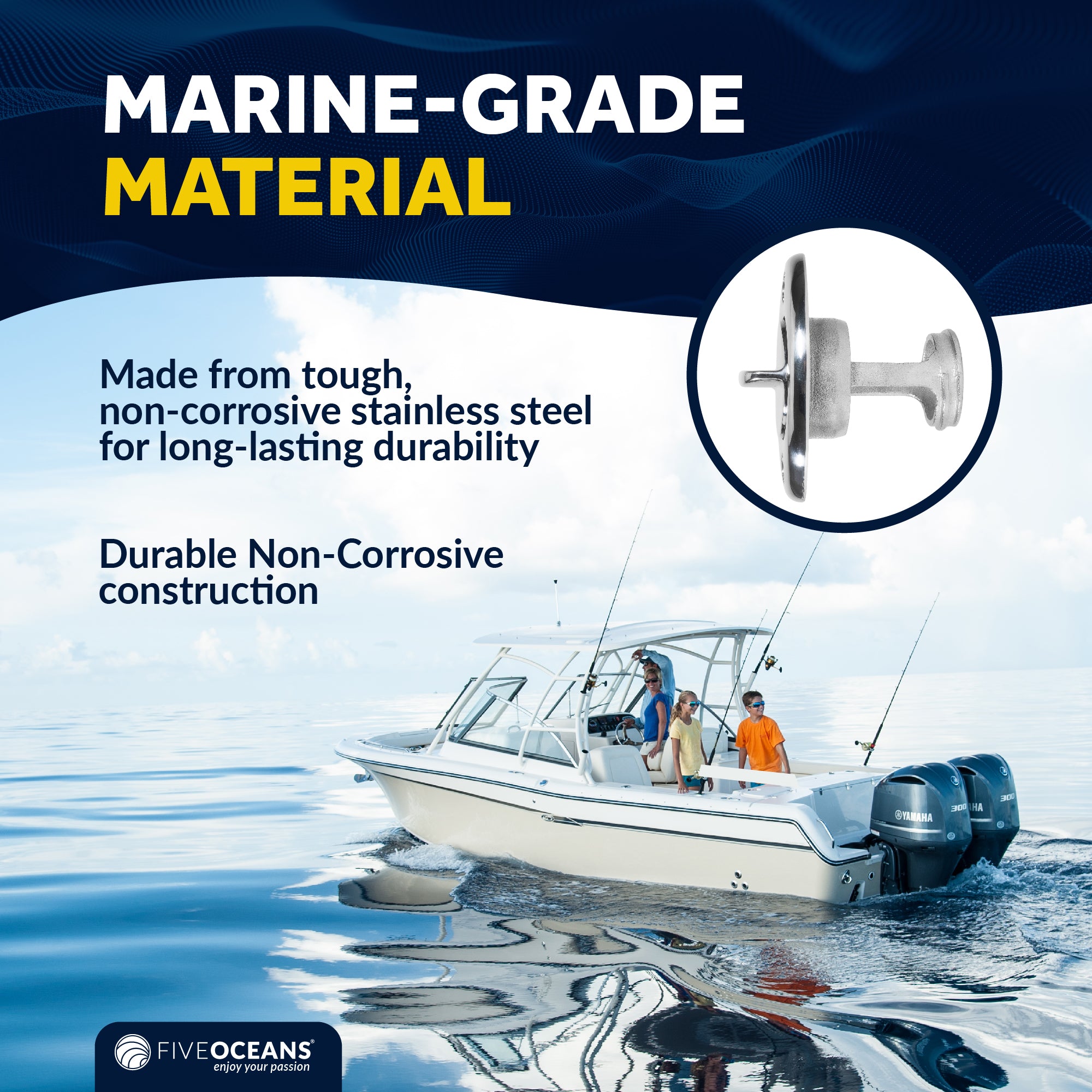 Garboard Boat Drain Plug For 1-1/4" Transom Hole, Stainless Steel - FO2063 - Five Oceans