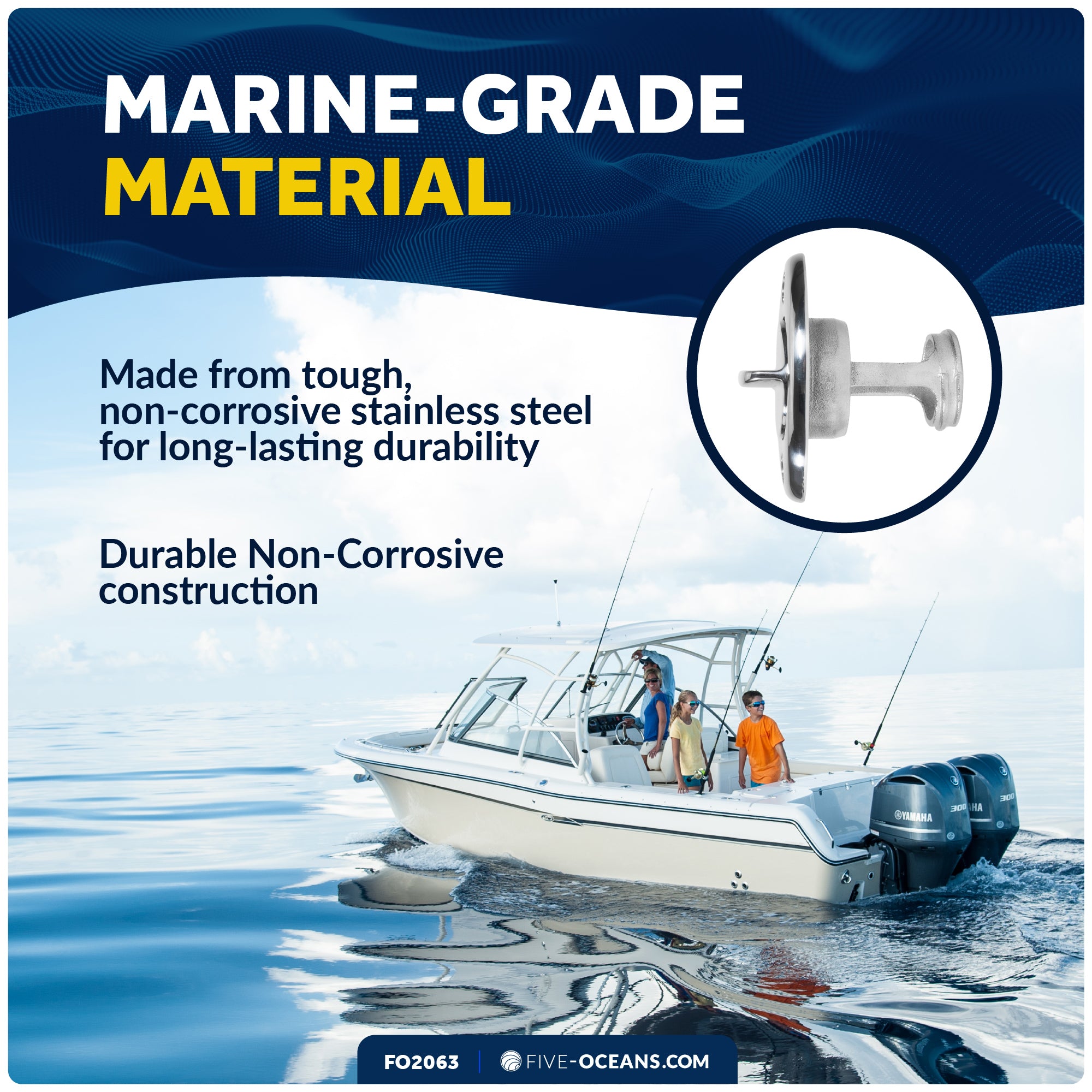 Garboard Drain Plug For 1-1/4" Transom Hole, Stainless Steel - FO2063 - Five Oceans