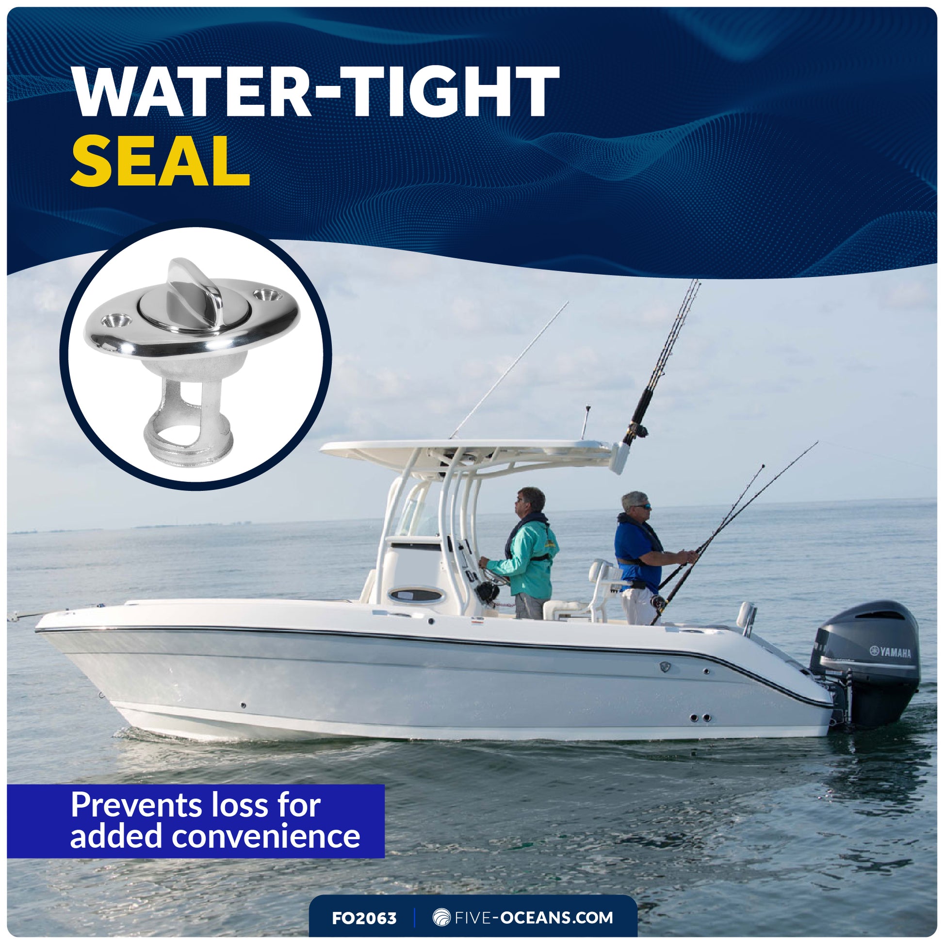 Garboard Boat Drain Plug For 1-1/4" Transom Hole, Stainless Steel - FO2063 - Five Oceans