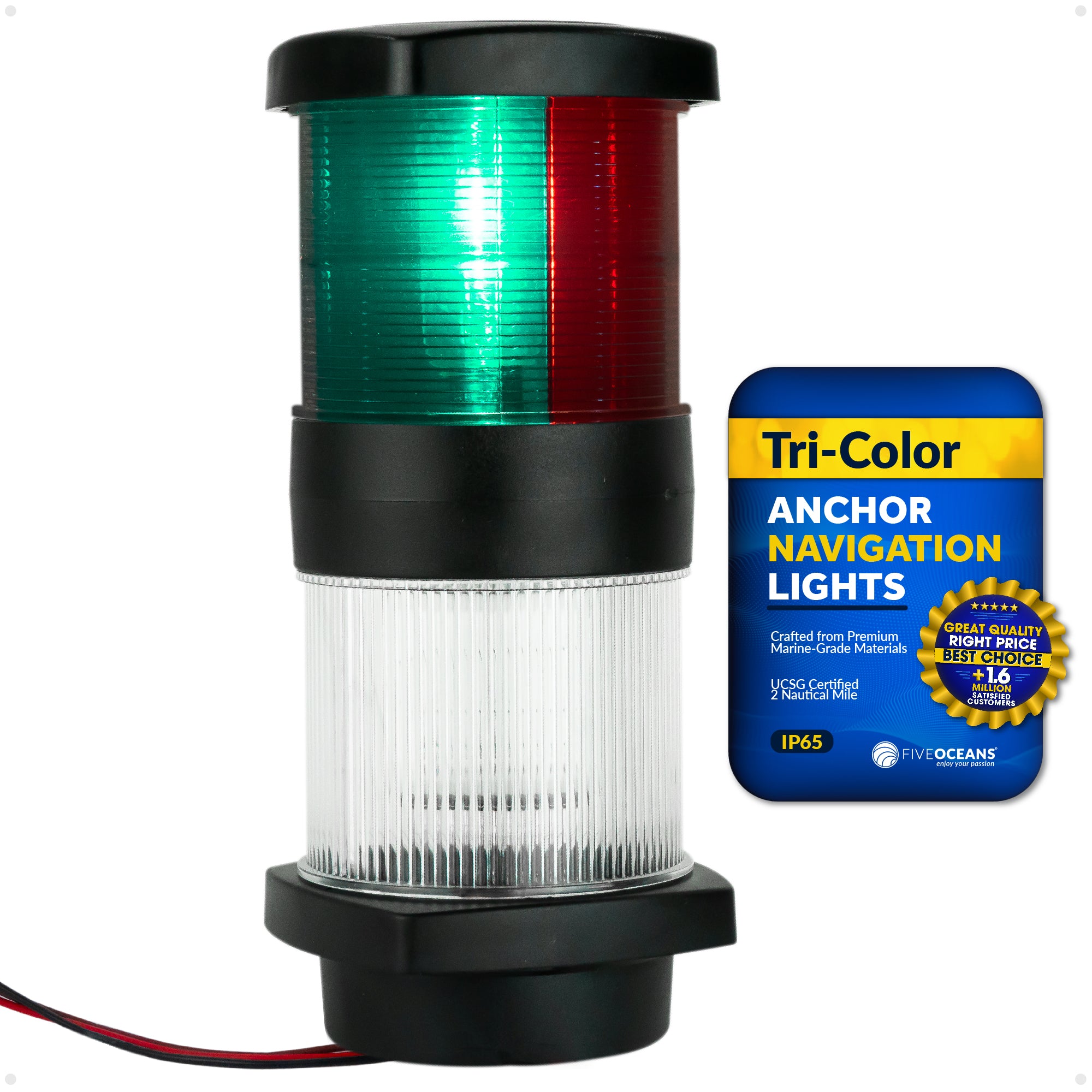 Tri-Color Anchor Navigation Light, USCG 2 NM - FO2071 - Five Oceans