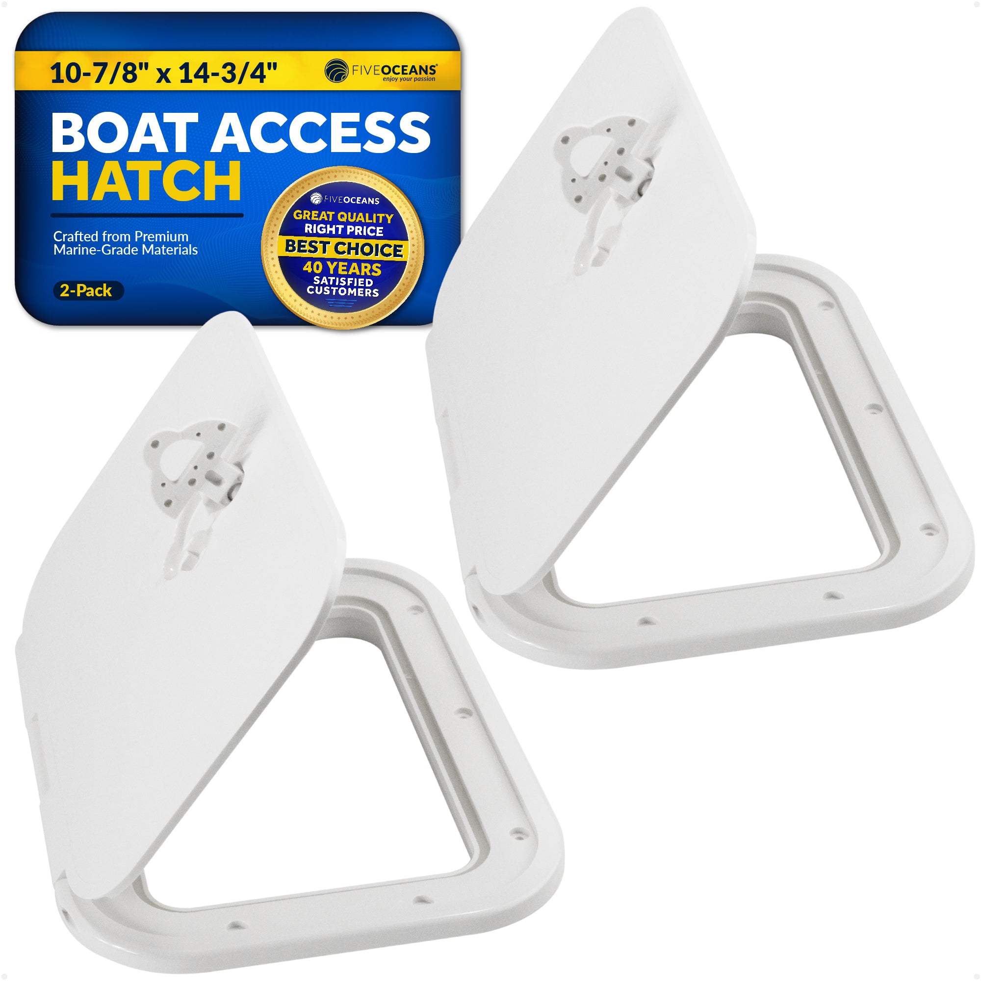 Boat Access Hatch, 10-7/8" x 14-3/4" Locking Slam Latch System, Off-White, 2-Pack - FO2078-M2