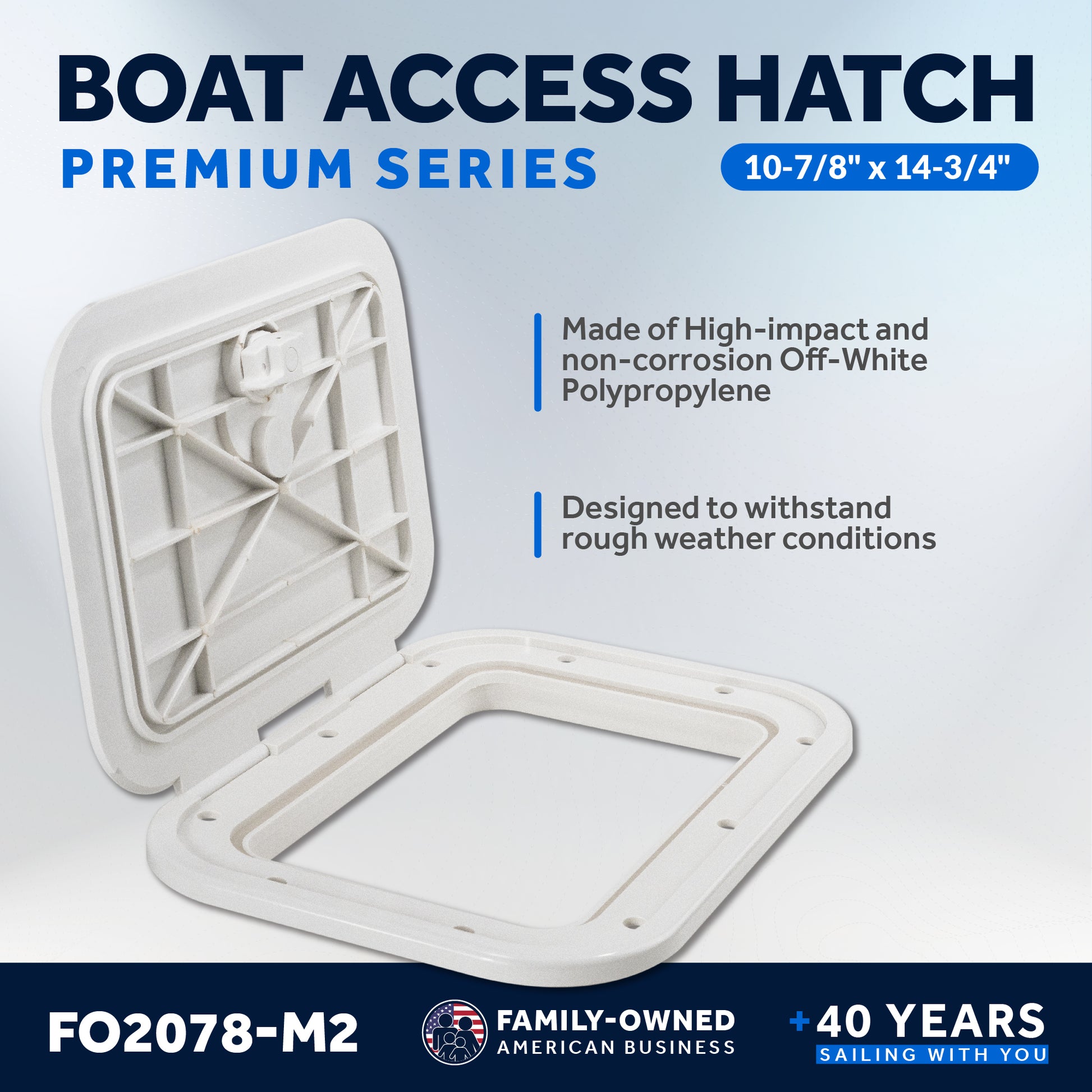 Boat Access Hatch, 10-7/8" x 14-3/4" Locking Slam Latch System, Off-White, 2-Pack - FO2078-M2 - Five Oceans