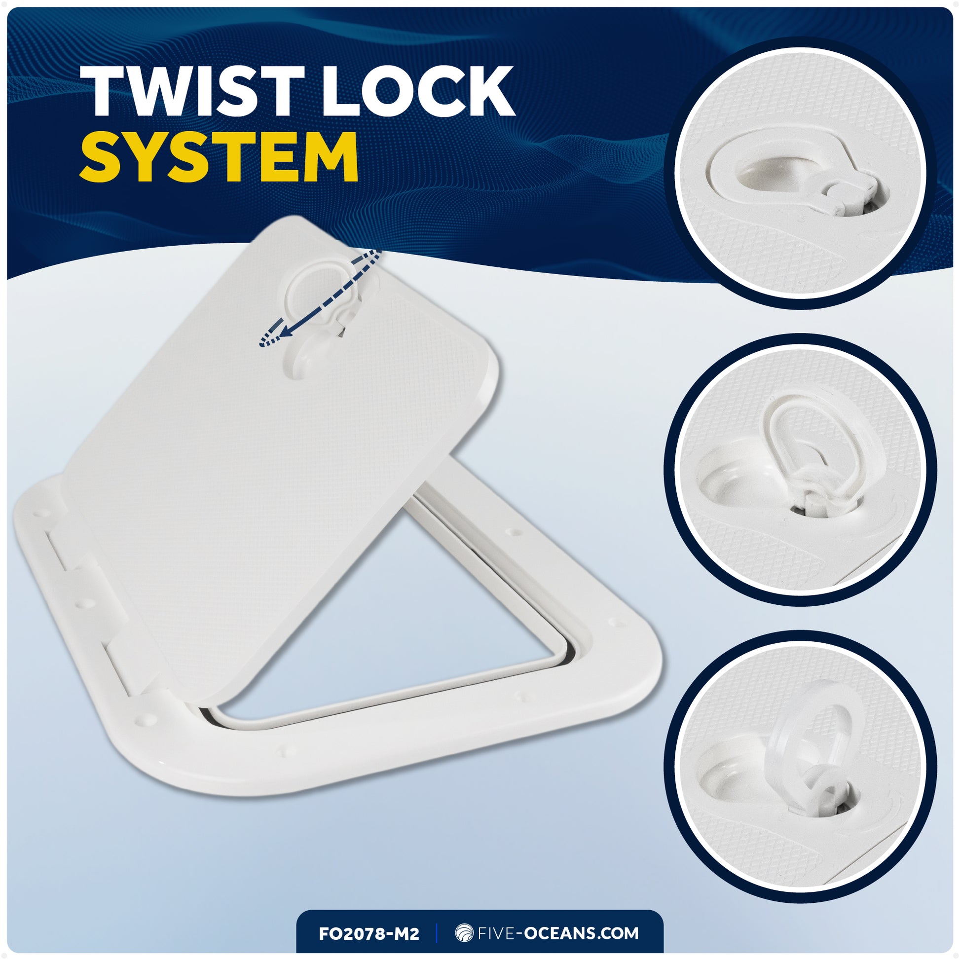 Boat Access Hatch, 10-7/8" x 14-3/4" Locking Slam Latch System, Off-White, 2-Pack - FO2078-M2 - Five Oceans
