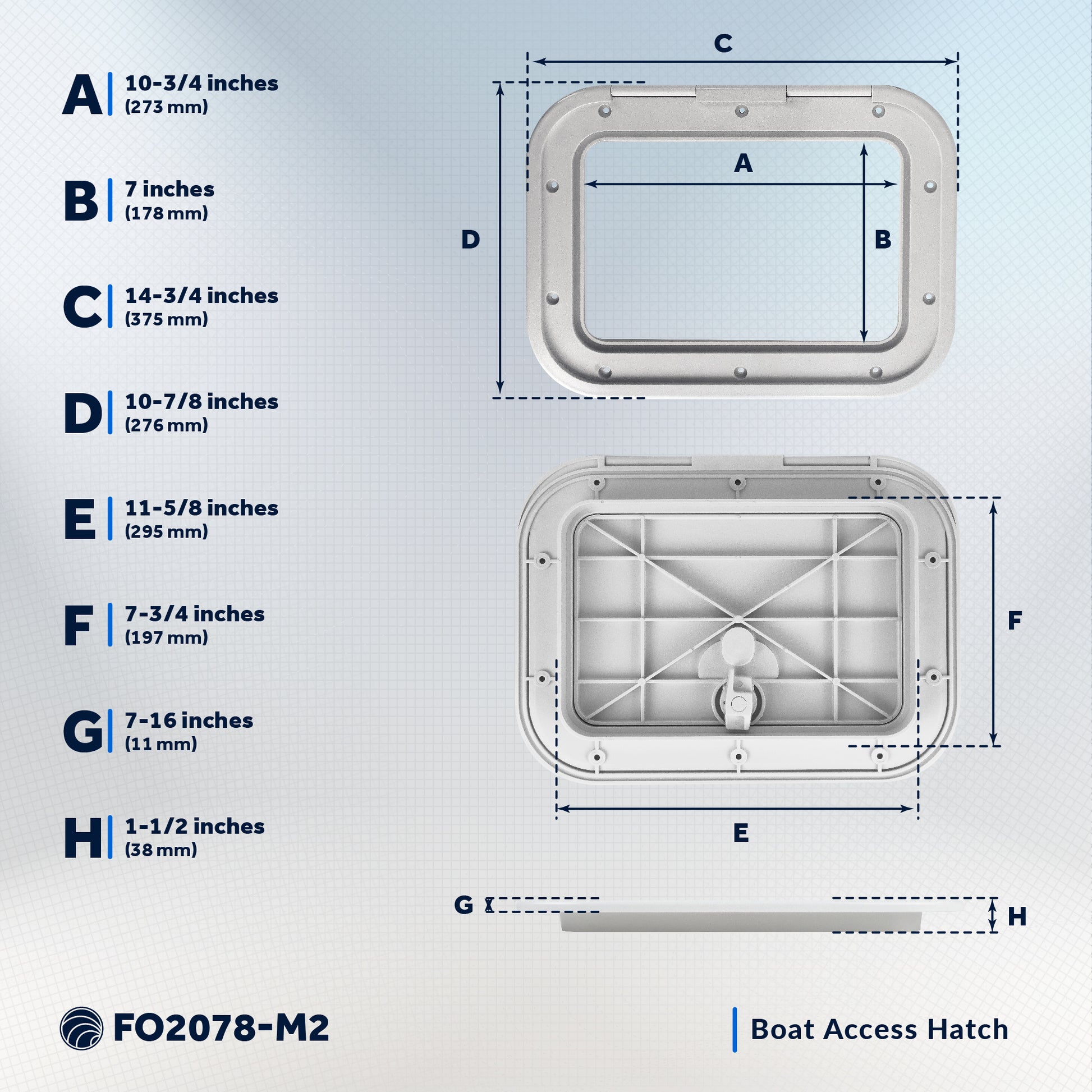 Boat Access Hatch, 10-7/8" x 14-3/4" Locking Slam Latch System, Off-White, 2-Pack - FO2078-M2 - Five Oceans