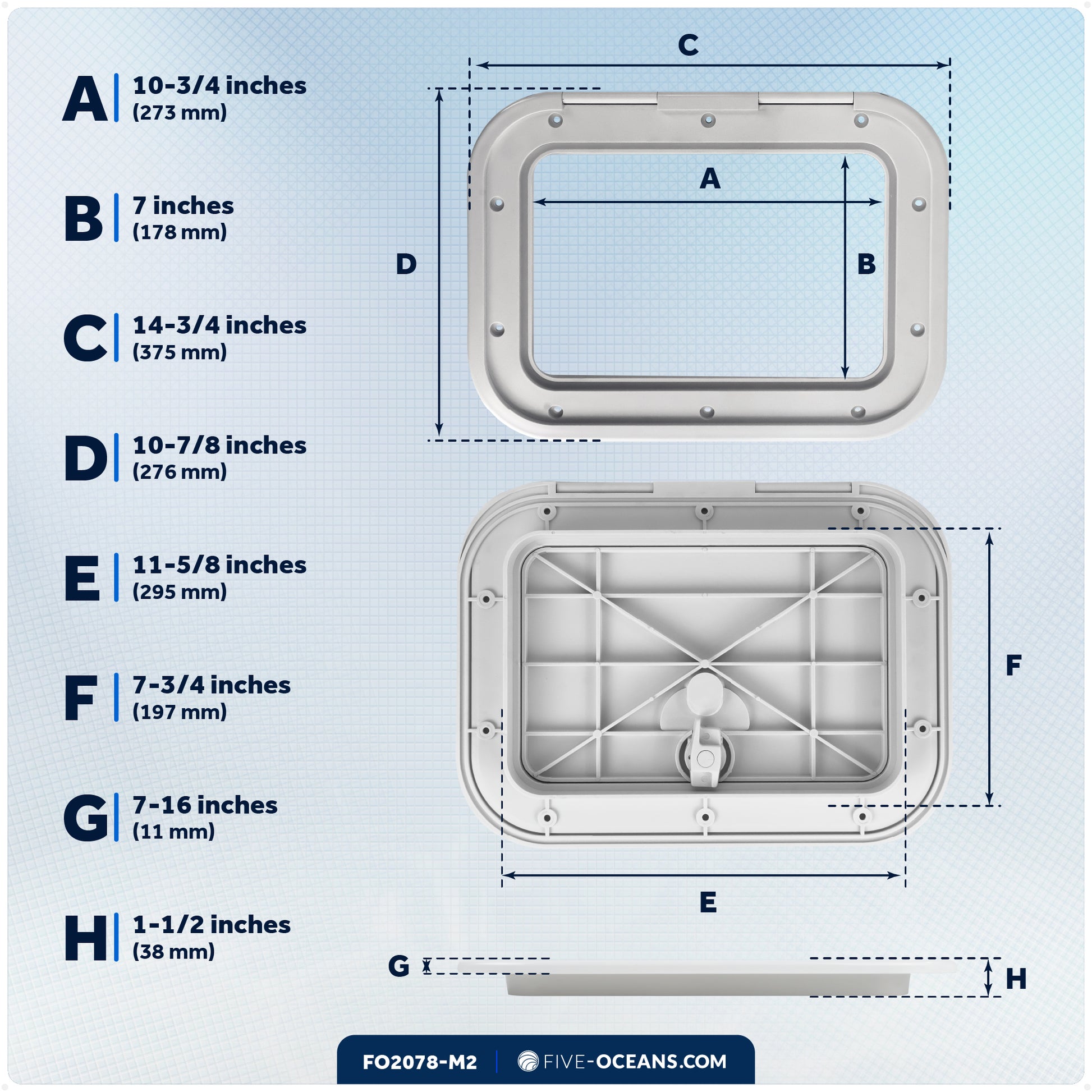 Boat Access Hatch, 10-7/8" x 14-3/4" Locking Slam Latch System, Off-White, 2-Pack - FO2078-M2 - Five Oceans