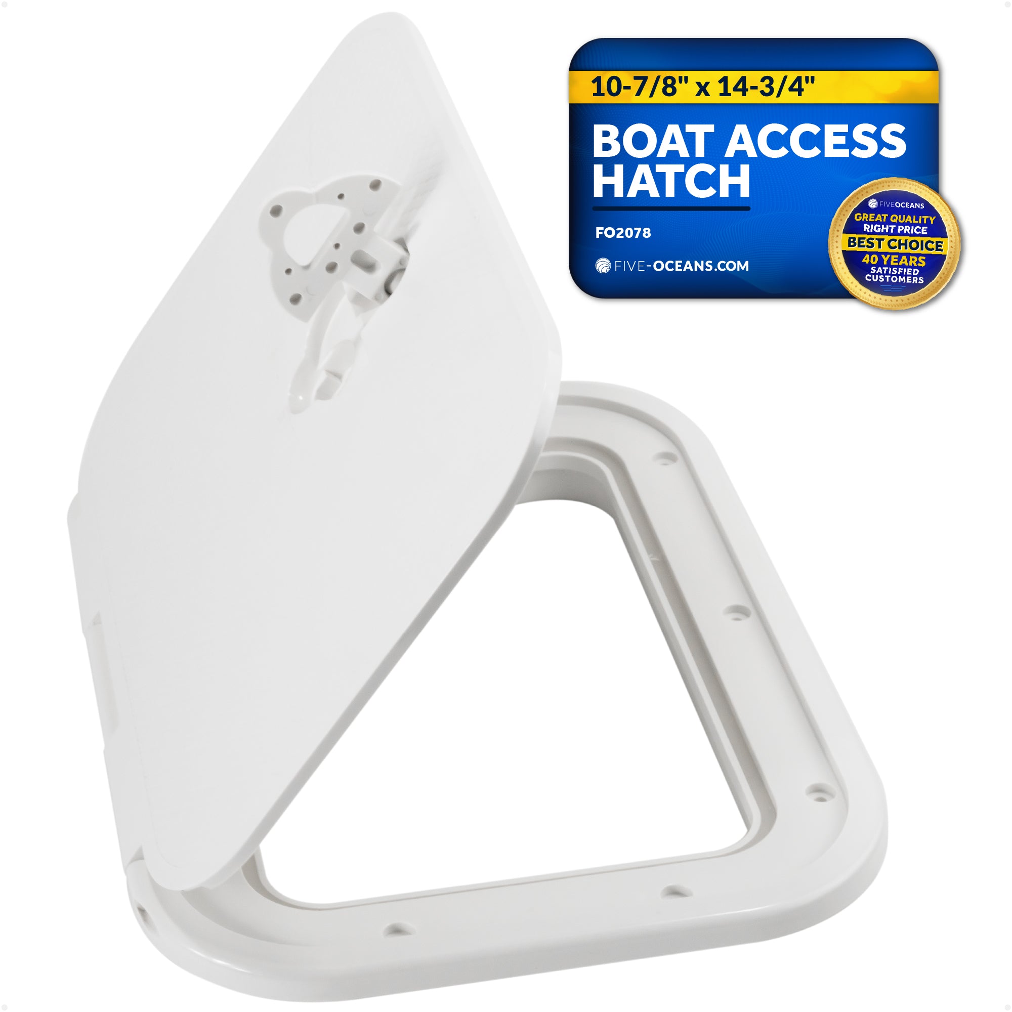 Boat Access Hatch, 10-7/8" x 14-3/4" Locking Slam Latch System, Off-White - FO2078