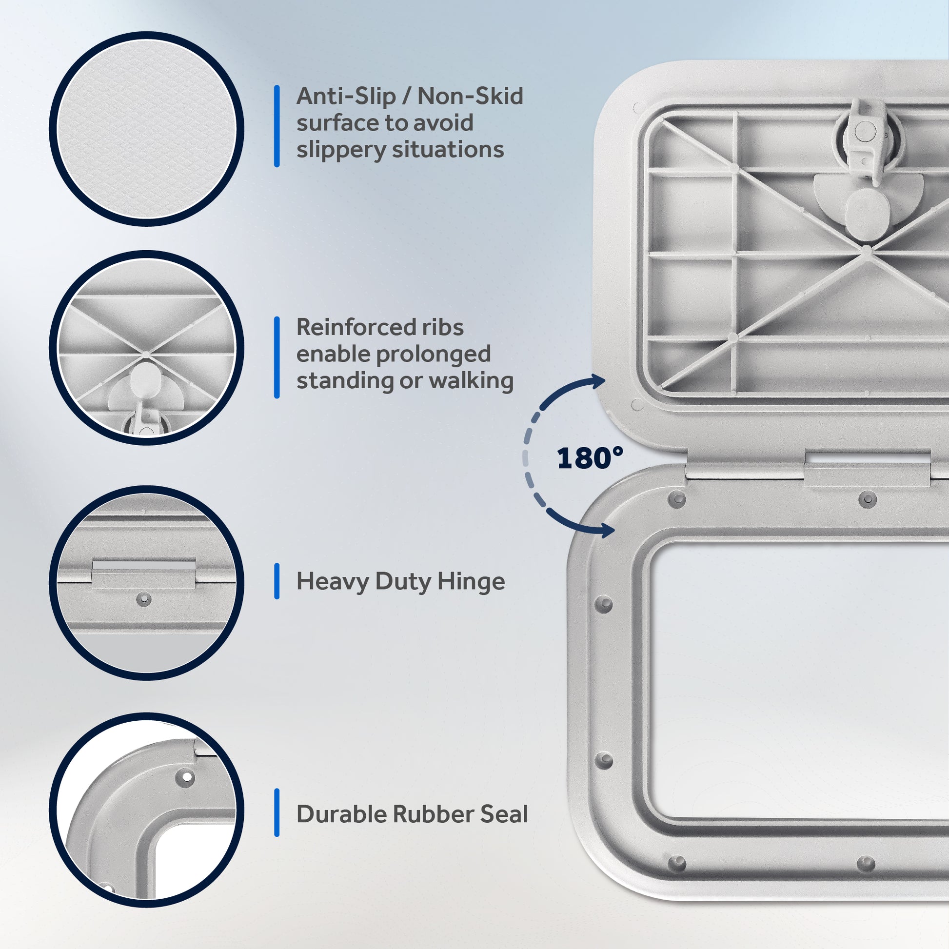 Boat Access Hatch, 10-7/8" x 14-3/4" Locking Slam Latch System, Off-White - FO2078 - Five Oceans