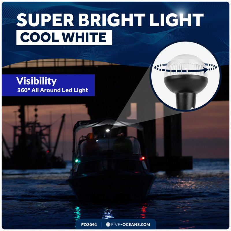 9" Anchor Navigation Light, Fold-Down, 12V DC - 2NM