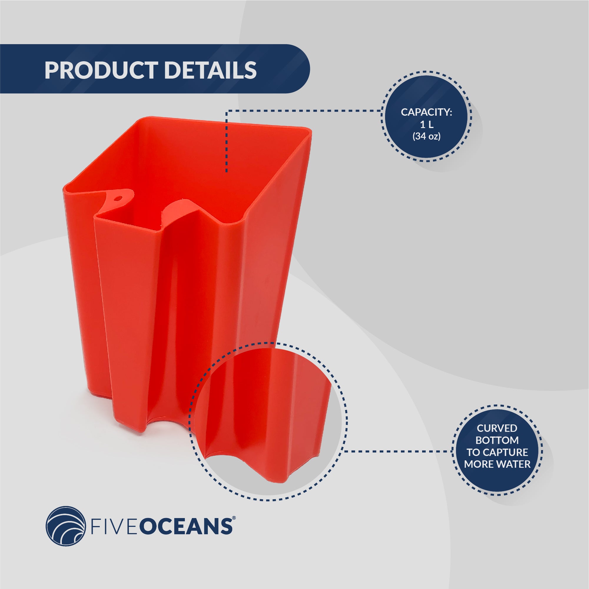 Hand Scoop Bailer, Red - FO2149 - Five Oceans