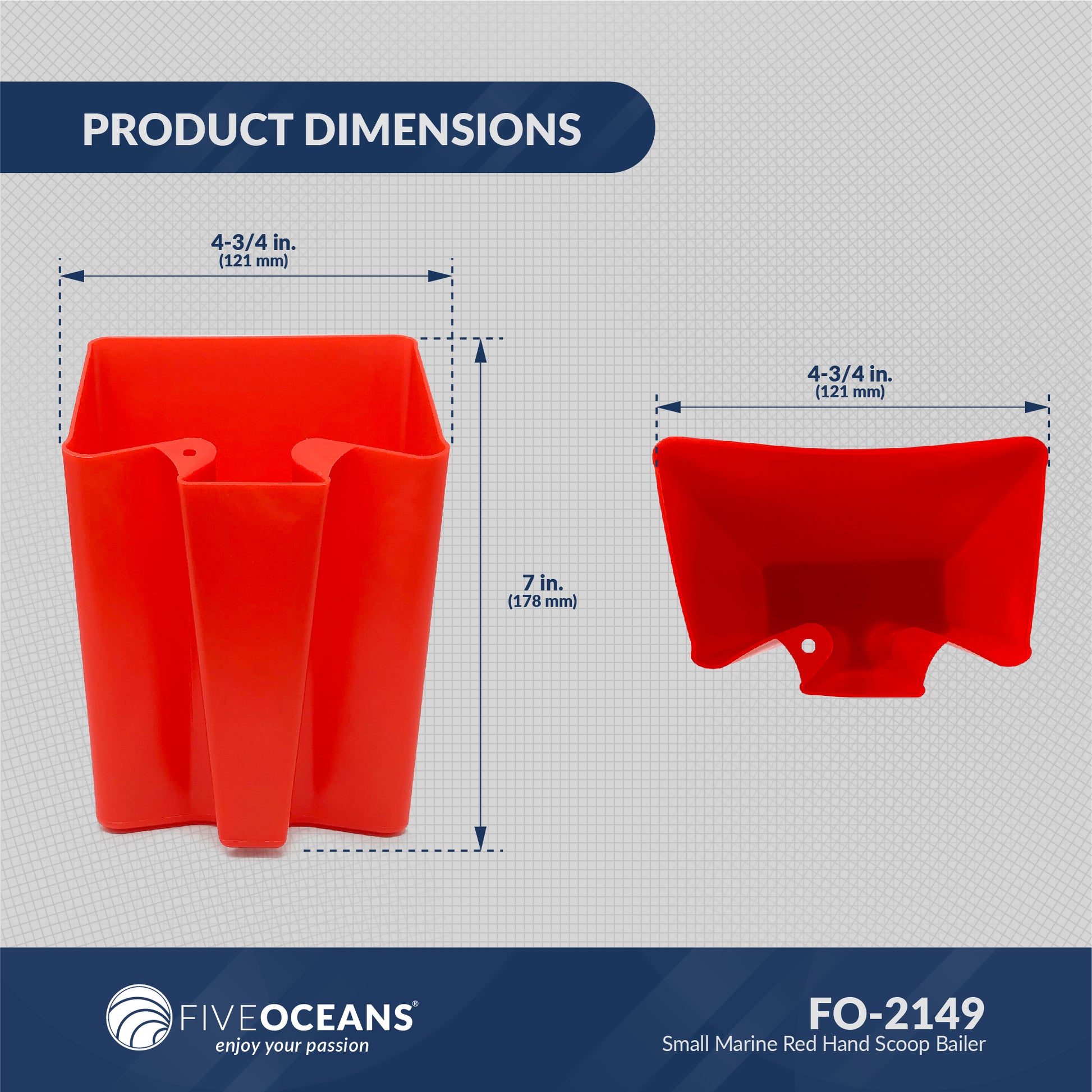 Hand Scoop Bailer, Red - FO2149 - Five Oceans
