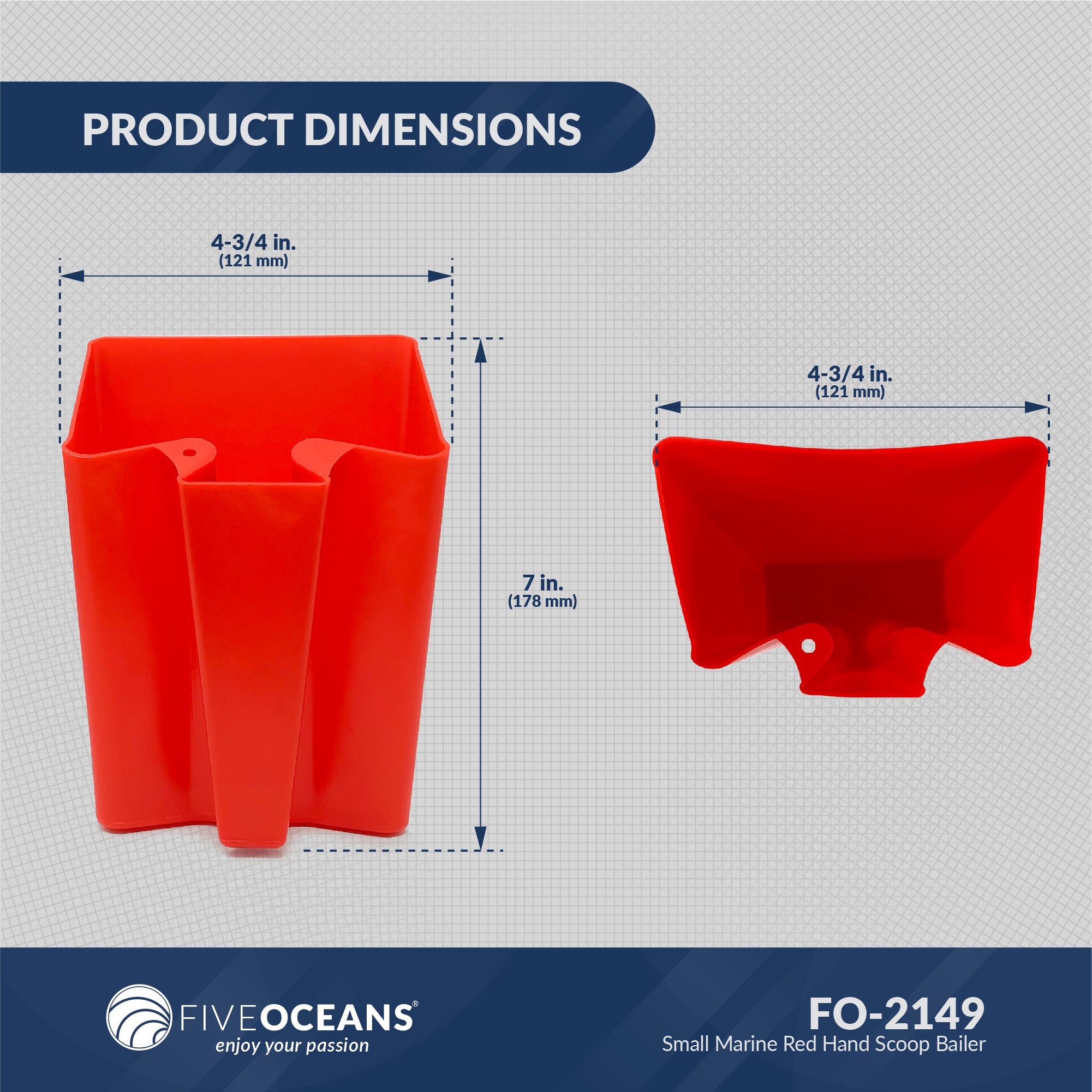 Hand Scoop Bailer, Red - FO2149 - Five Oceans
