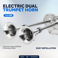 Electric Dual Trumpet Horn, 12V, Stainless Steel - FO2151 - Five Oceans