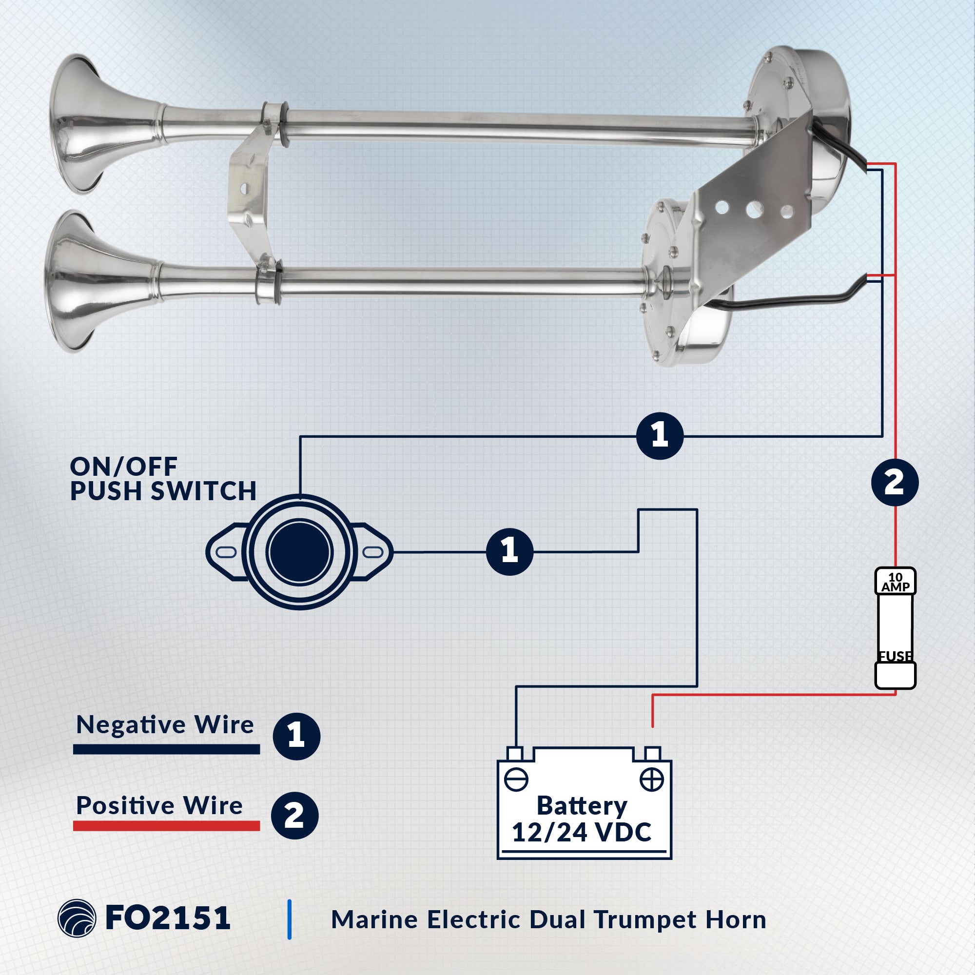 Marine Electric Dual Trumpet Horn, Stainless Steel - FO2151 - Five Oceans