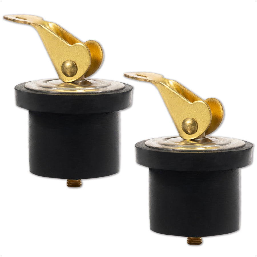Livewell Bailer Drain Plug for 7/8" Diameter Drains, Rubber/Brass, 2-Pack - FO2209-M2 - Five Oceans