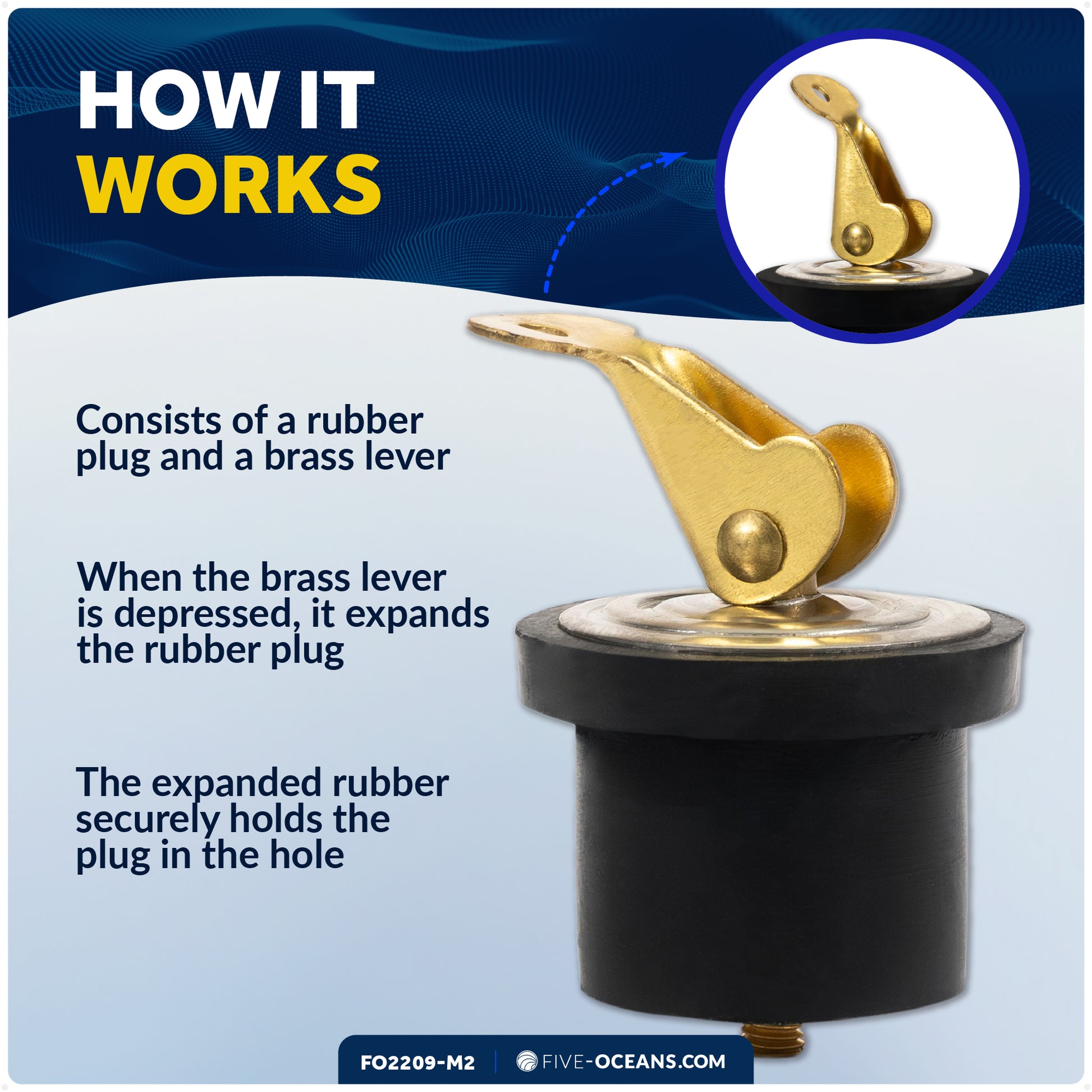 Livewell Bailer Drain Boat Plug for 7/8" Diameter Drains, 2-Pack - FO2209-M2 - Five Oceans