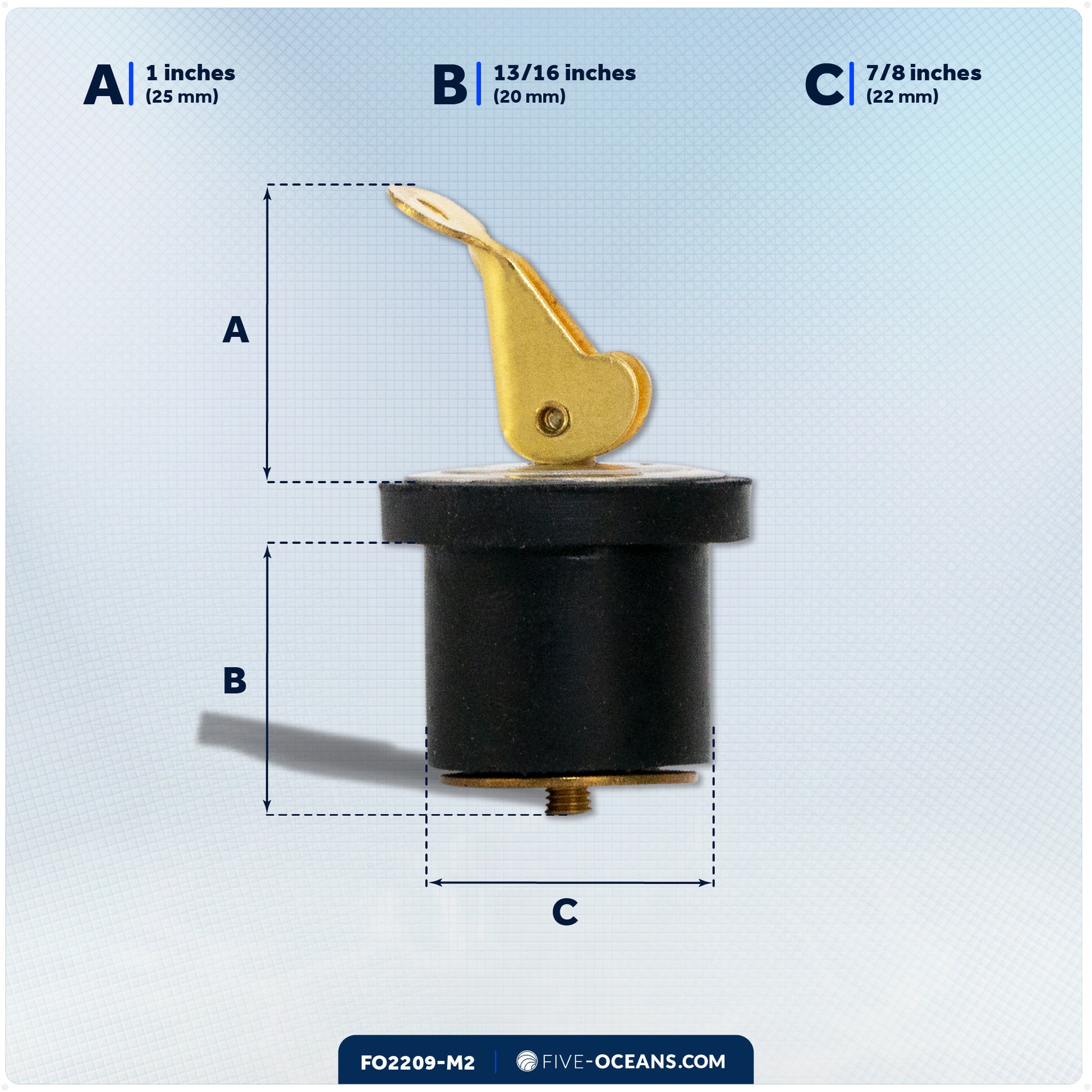 Livewell Bailer Drain Boat Plug for 7/8" Diameter Drains, 2-Pack - FO2209-M2 - Five Oceans