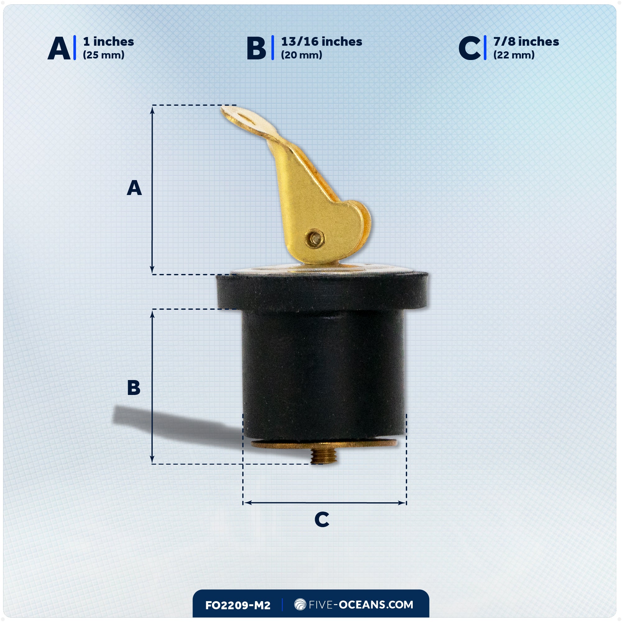 Livewell Bailer Drain Boat Plug for 7/8" Diameter Drains, 2-Pack - FO2209-M2 - Five Oceans