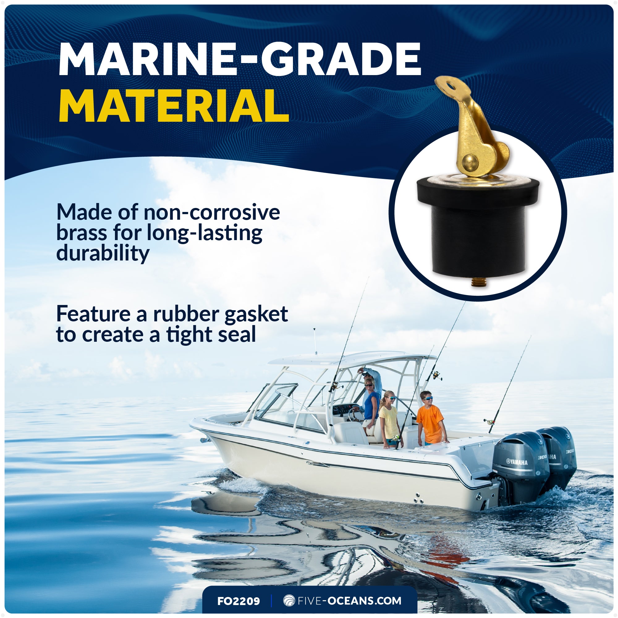 Livewell Bailer Drain Plug for 7/8" Diameter Drains - FO2209 - Five Oceans