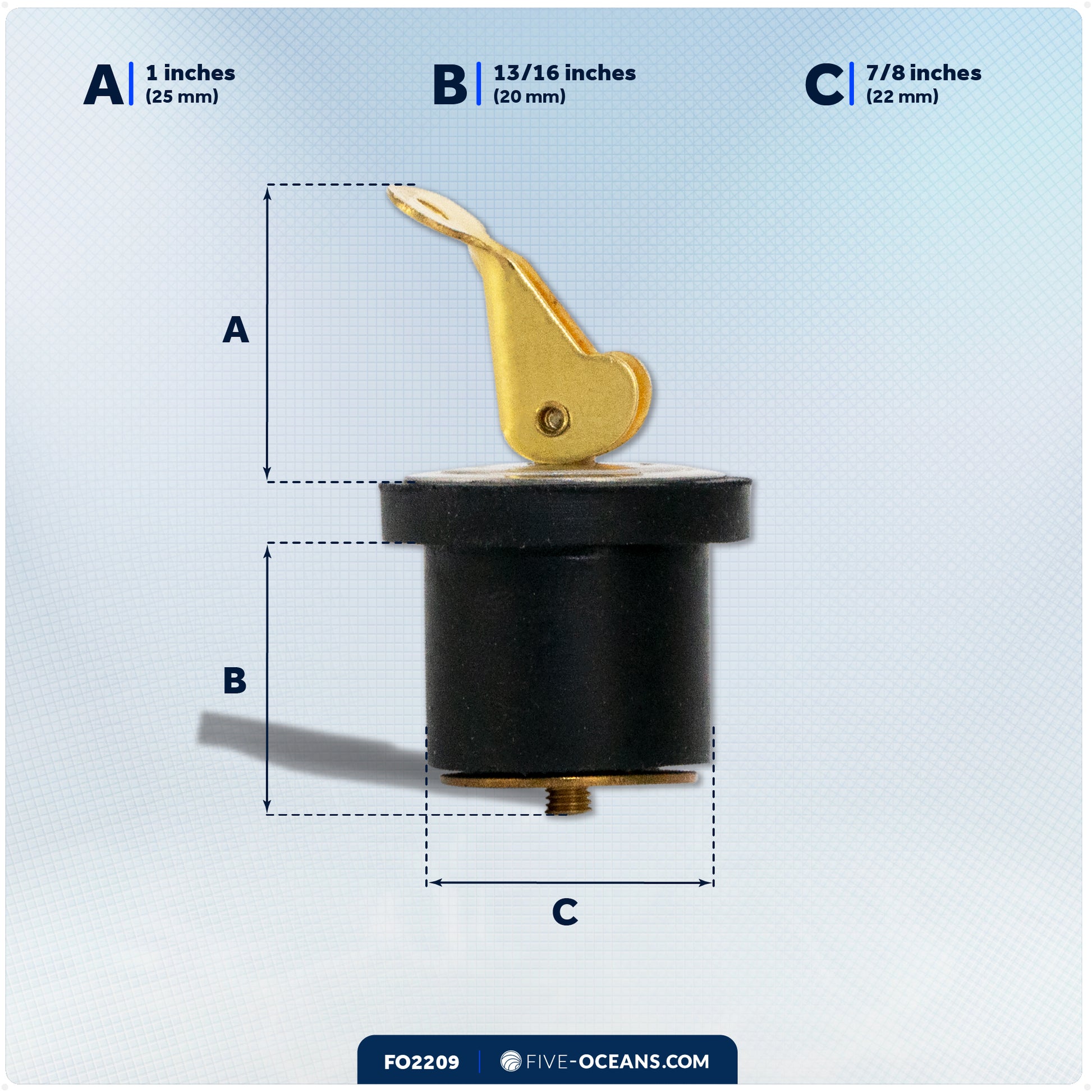 Livewell Bailer Drain Plug for 7/8" Diameter Drains - FO2209 - Five Oceans