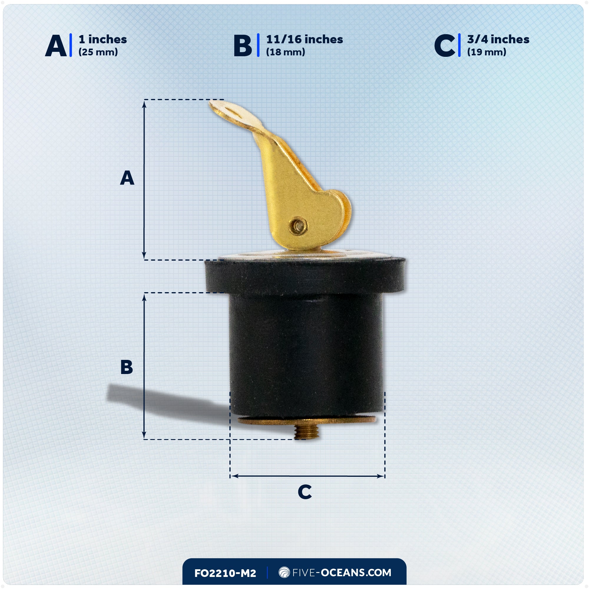 Livewell Bailer Drain Plug for 3/4" Diameter Drains, 2-Pack - FO2210-M2 - Five Oceans