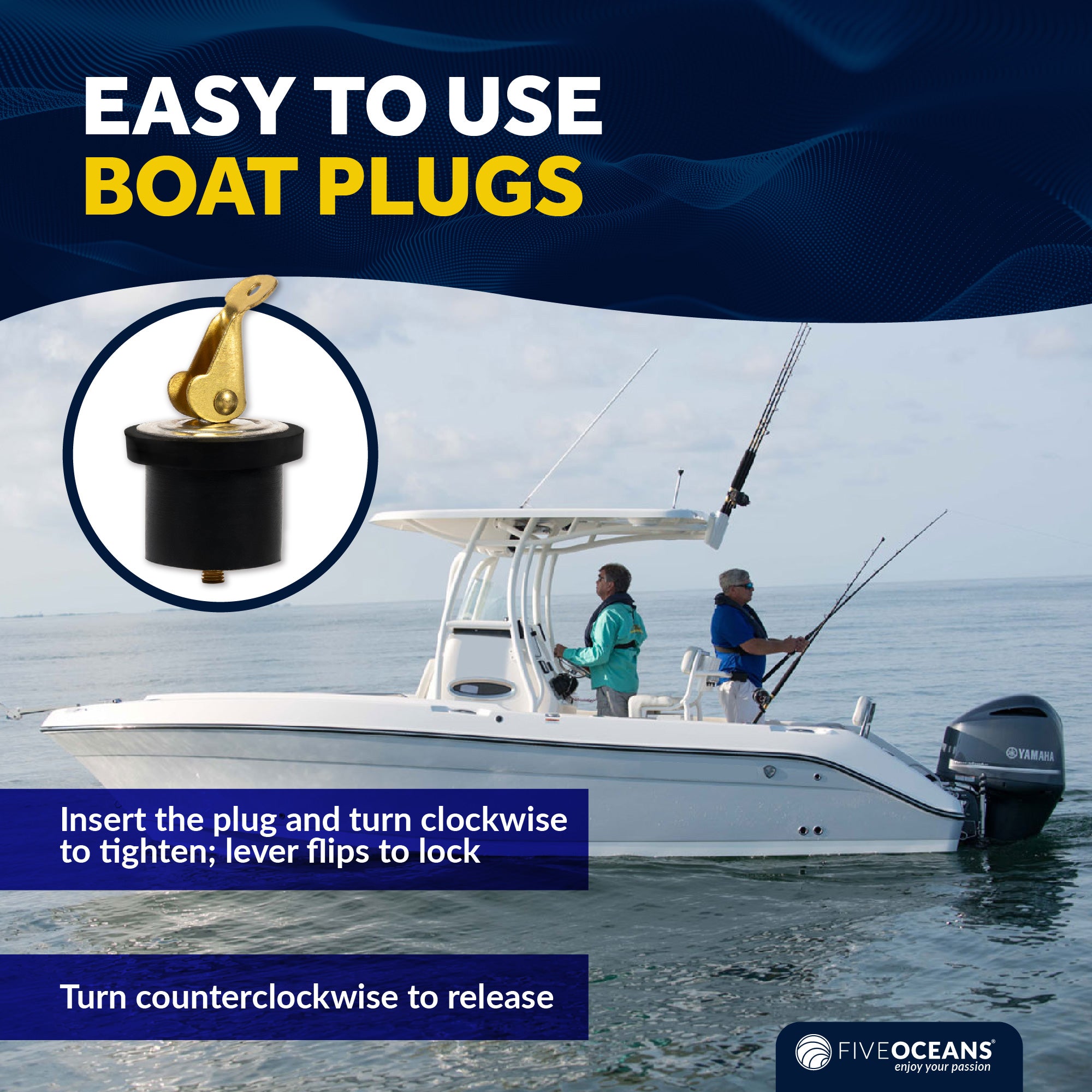 Livewell Bailer Drain Boat Plug for 3/4" Diameter Drains - FO2210 - Five Oceans