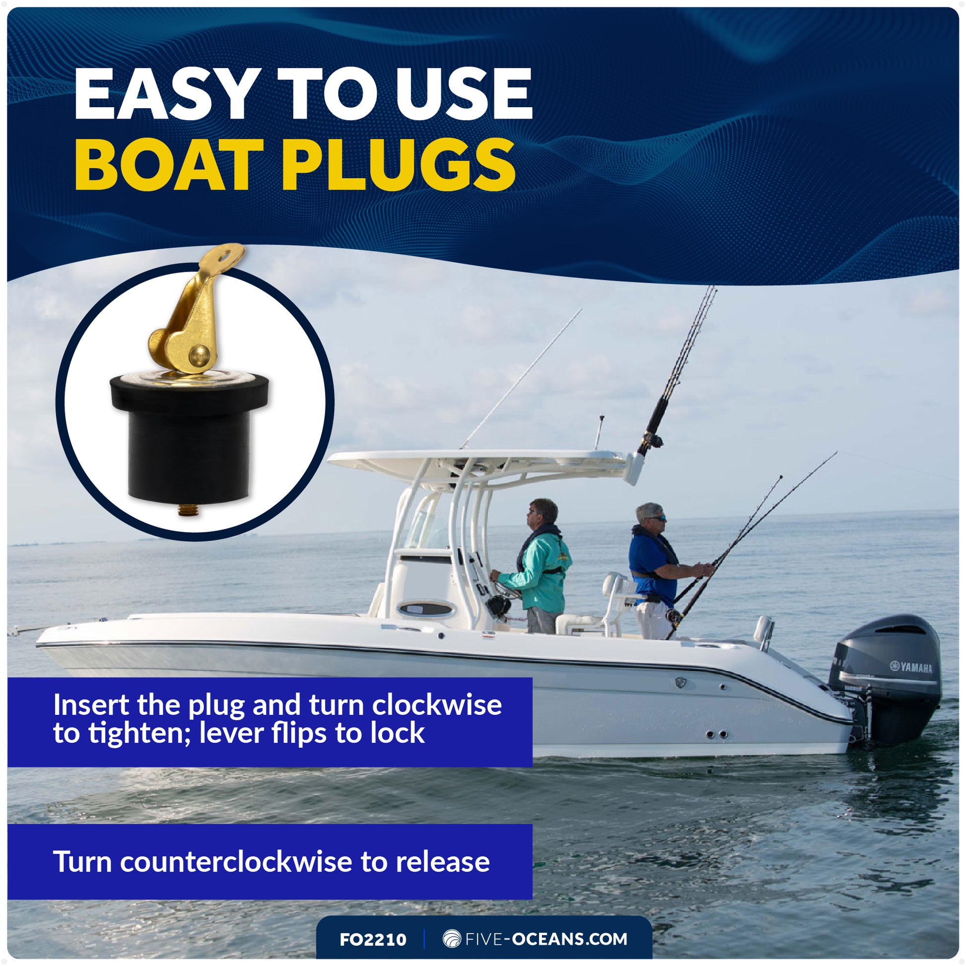 Livewell Bailer Drain Boat Plug for 3/4" Diameter Drains - FO2210 - Five Oceans