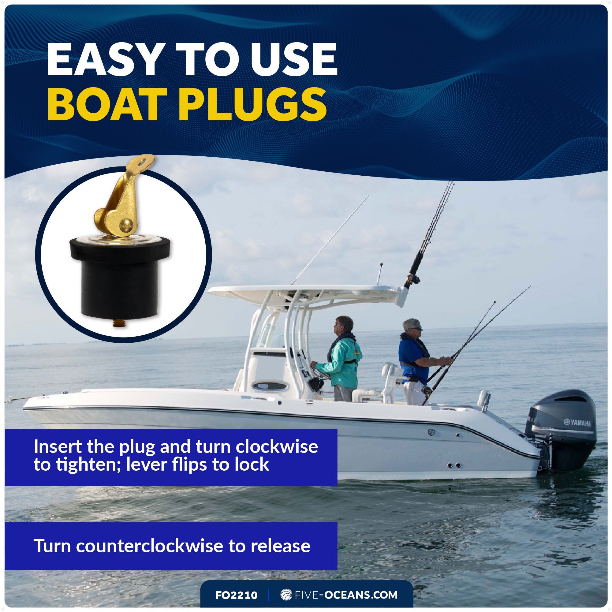 Livewell Bailer Drain Boat Plug for 3/4" Diameter Drains - FO2210 - Five Oceans