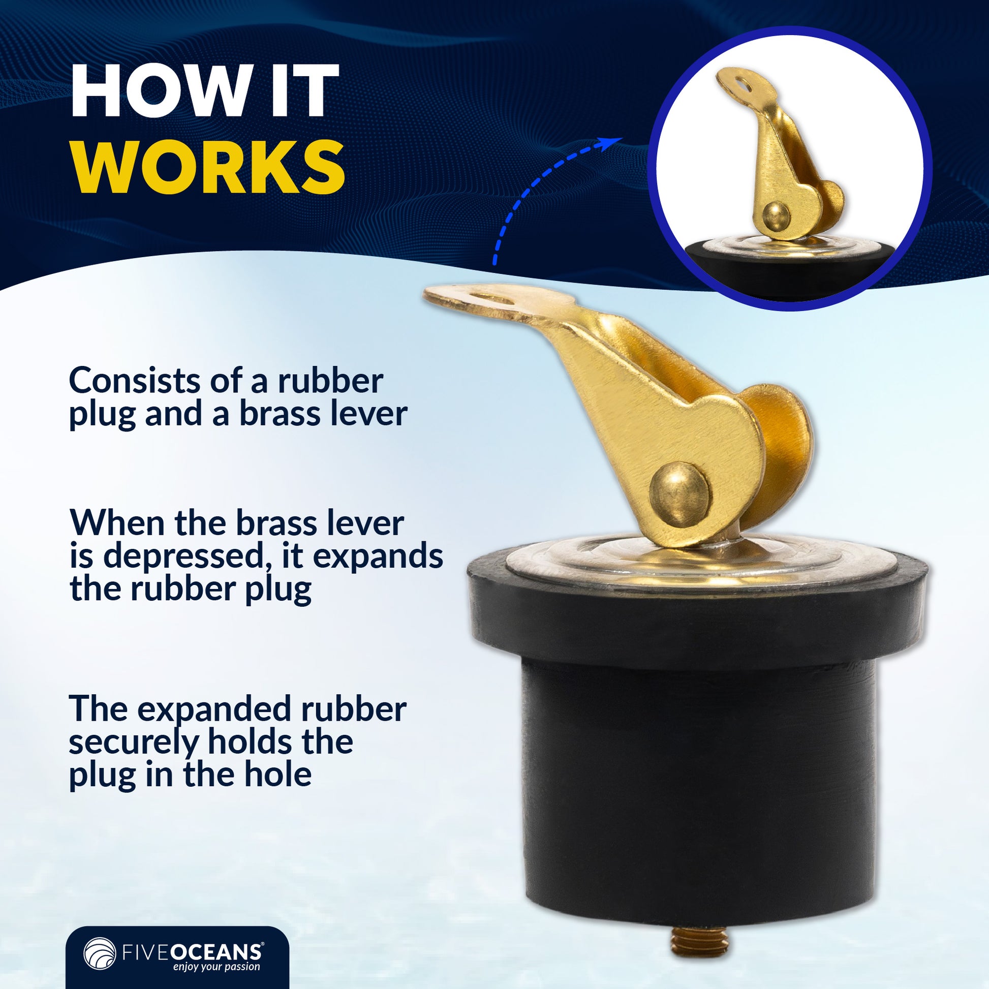 Livewell Bailer Drain Boat Plug for 3/4" Diameter Drains - FO2210 - Five Oceans