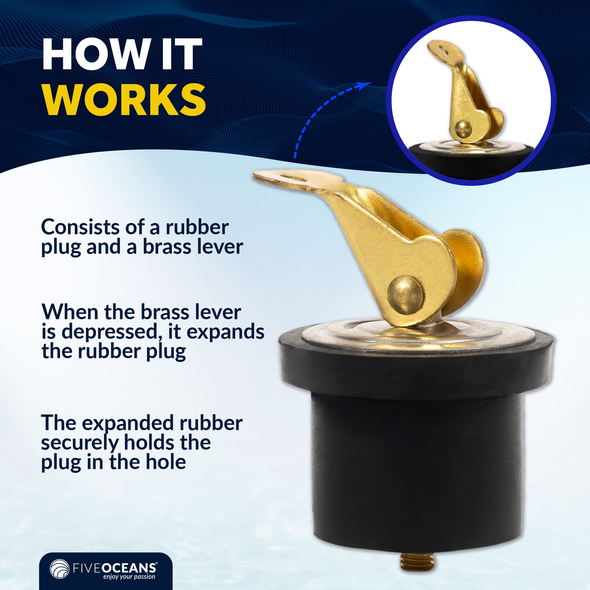 Livewell Bailer Drain Boat Plug for 3/4" Diameter Drains - FO2210 - Five Oceans