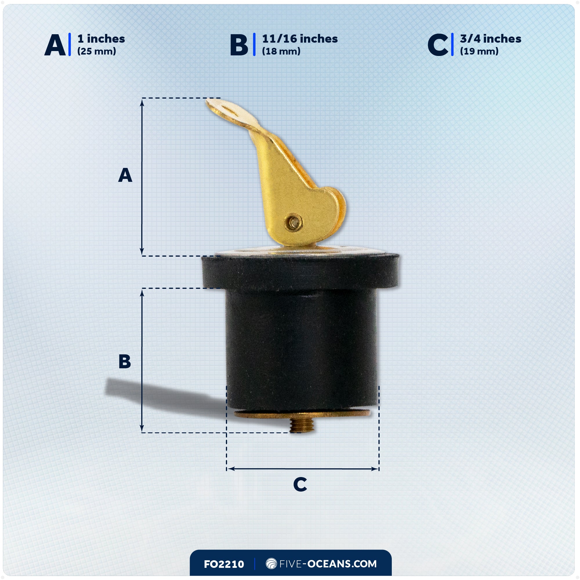 Livewell Bailer Drain Boat Plug for 3/4" Diameter Drains - FO2210 - Five Oceans