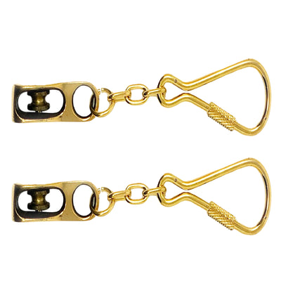 Nautical Ship Rope Pulley Keychain, Solid Brass, 2-Pack - FO2216-M2 - Five Oceans