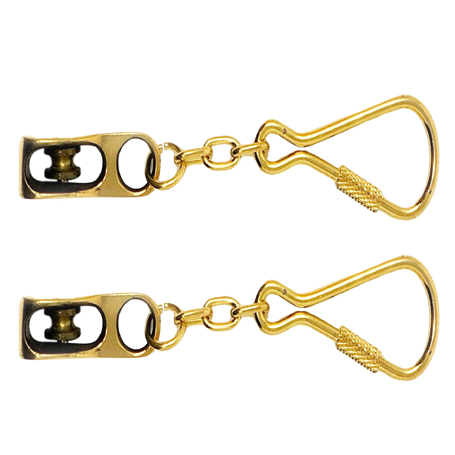 Nautical Ship Rope Pulley Keychain, Solid Brass, 2-Pack - FO2216-M2 - Five Oceans