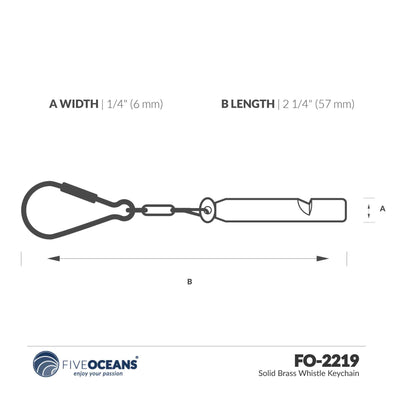 Nautical Whistle Keychain, Solid Brass, 2-Pack - FO2219-M2 - Five Oceans