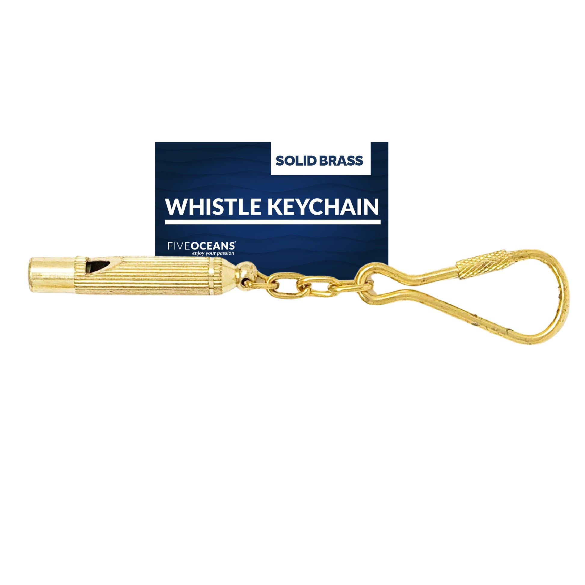 Nautical Small Whistle Keychain, Solid Brass - FO2219 - Five Oceans