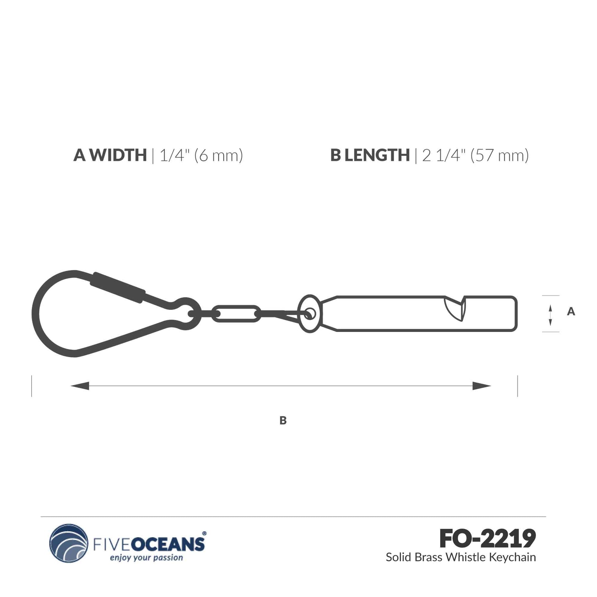 Nautical Small Whistle Keychain, Solid Brass - FO2219 - Five Oceans