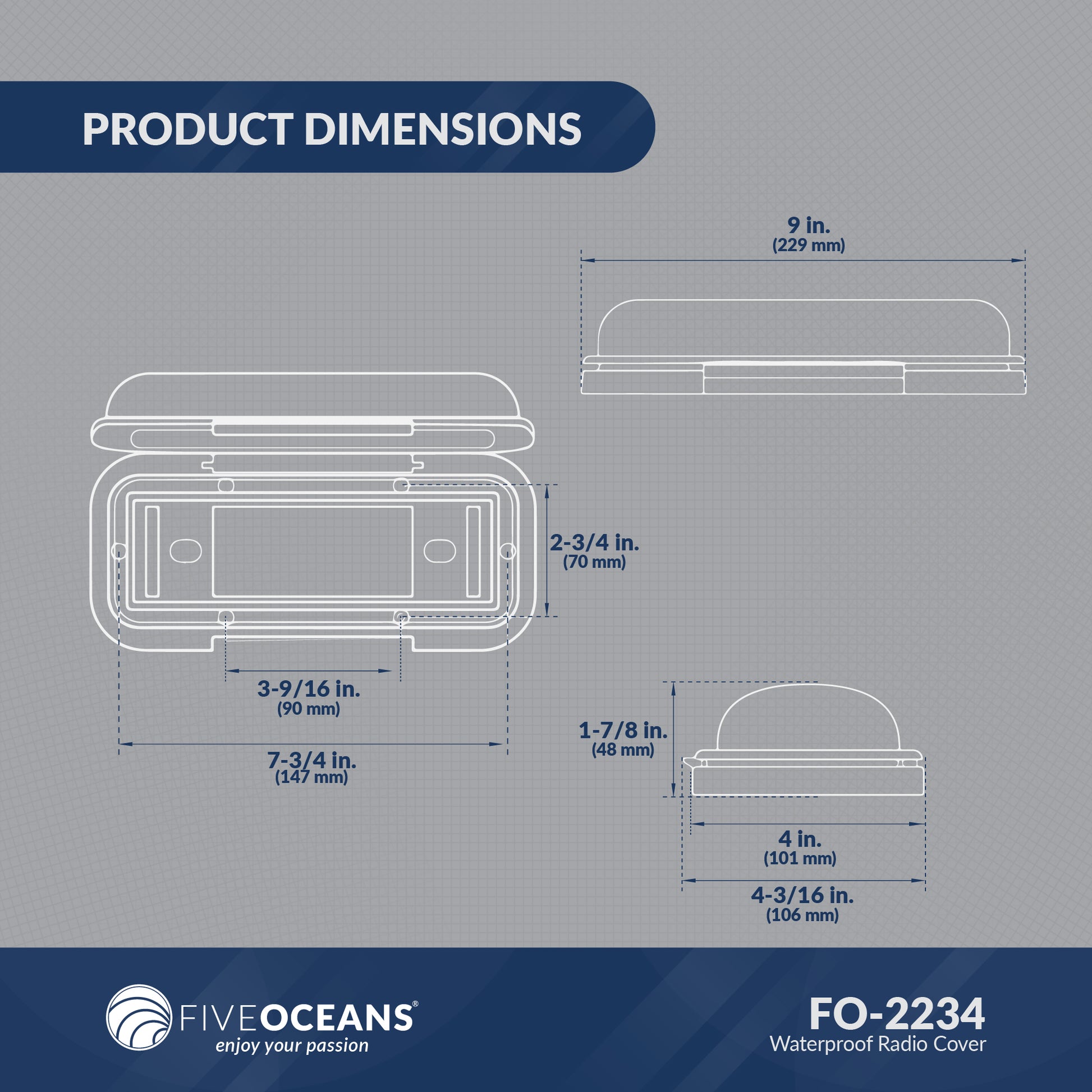 Boat Stereo Cover, Flip-up Door - FO-2234-1 - Five Oceans
