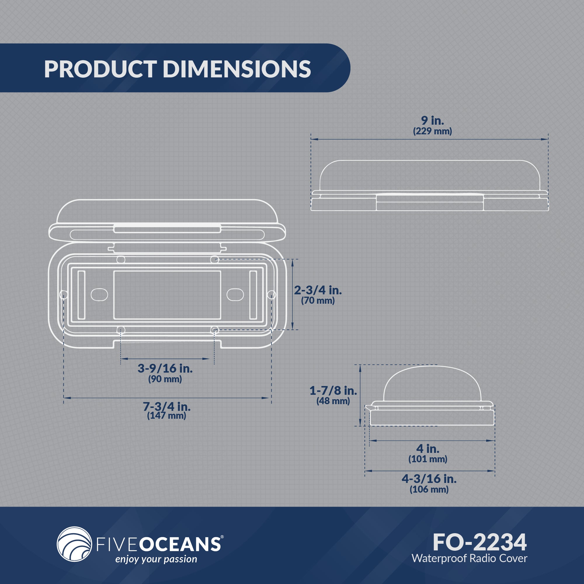 Boat Stereo Cover, Flip-up Door - FO-2234-1 - Five Oceans
