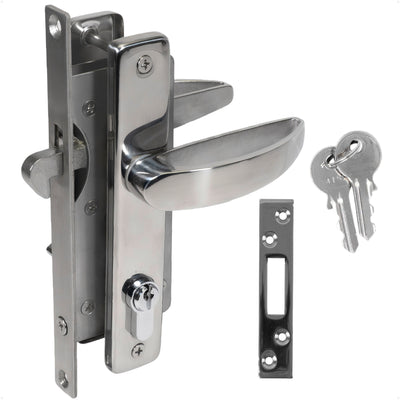 Sliding Door Mortise Latch Lock Set with 3 Keys, Stainless Steel - FO2240 - Five Oceans